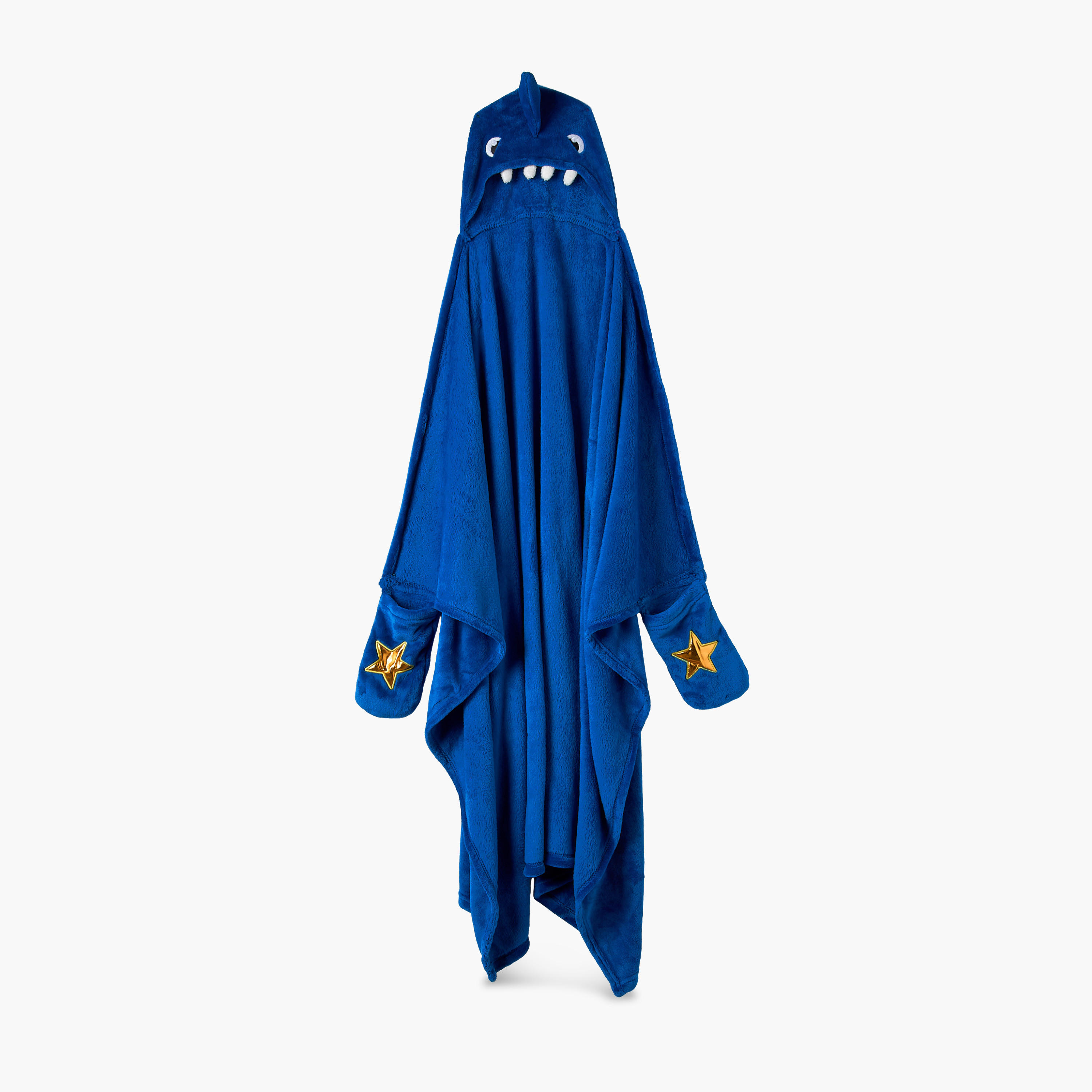 Bin Shark Applique Hooded Blanket with Hand Pockets - 102x127 cms-girls-clothing-nightwear-image-1