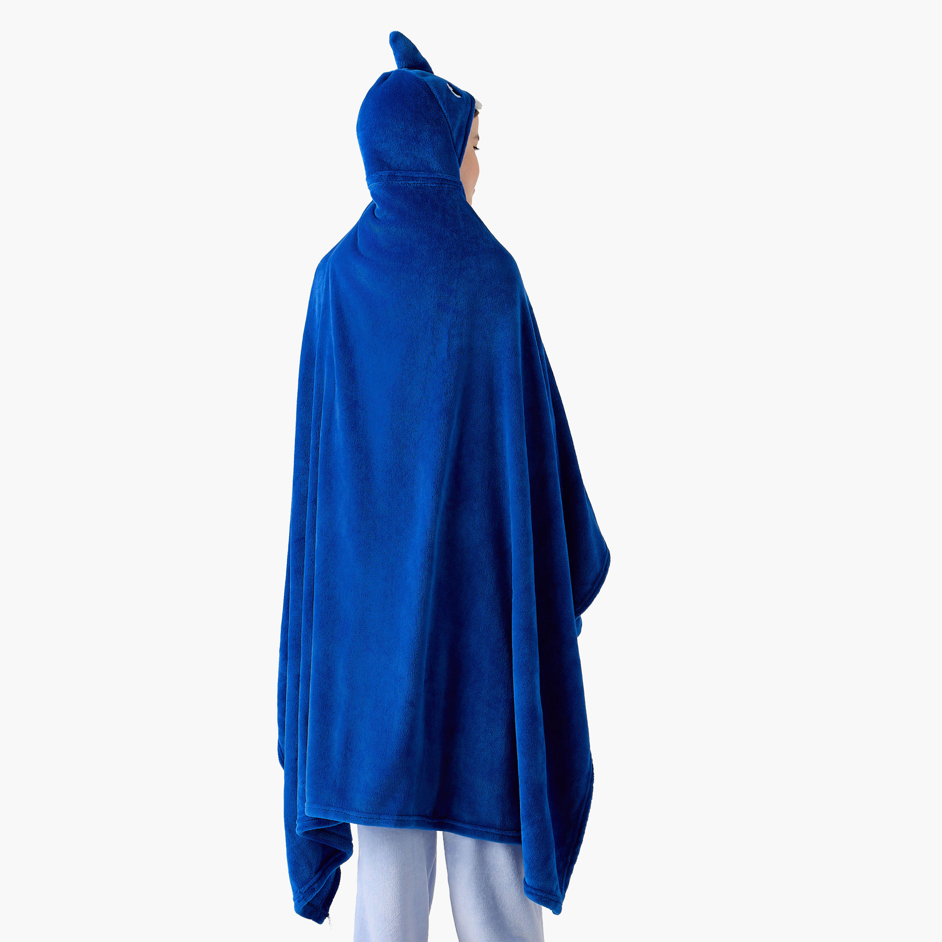 Bin Shark Applique Hooded Blanket with Hand Pockets - 102x127 cms-girls-clothing-nightwear-image-3