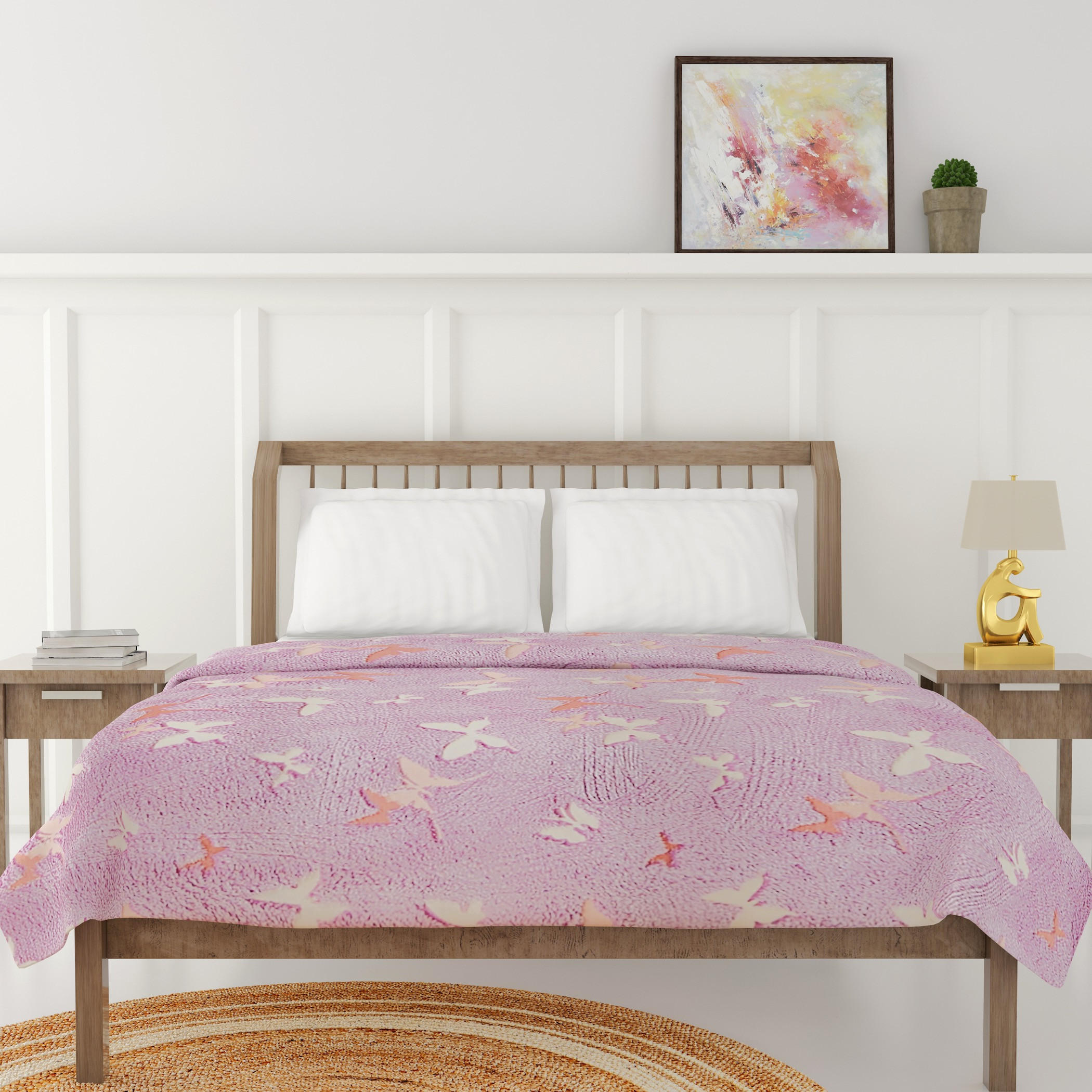 Butterfly Print Glow-in-the-Dark Single Blanket - 127x152 cms-household-bedding-blankets-image-1