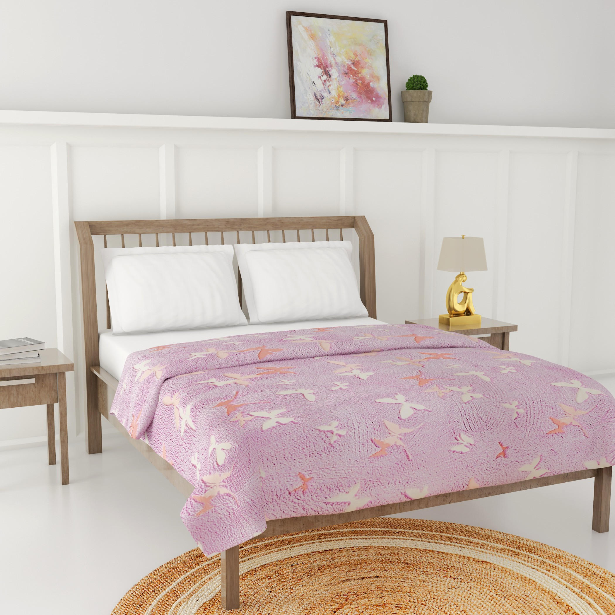 Butterfly Print Glow-in-the-Dark Single Blanket - 127x152 cms-household-bedding-blankets-image-2