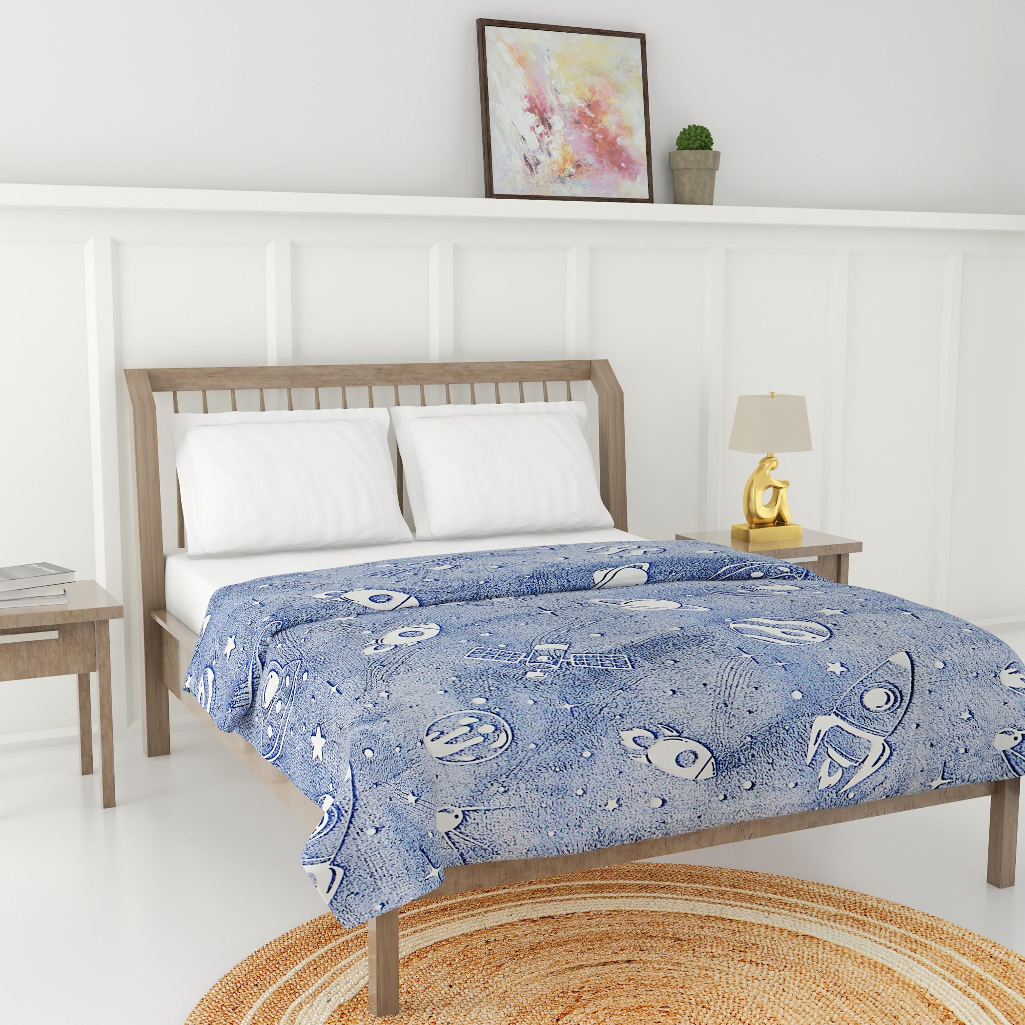 Space Print Glow-in-the-Dark Single Blanket - 127x152 cms-household-bedding-blankets-image-2