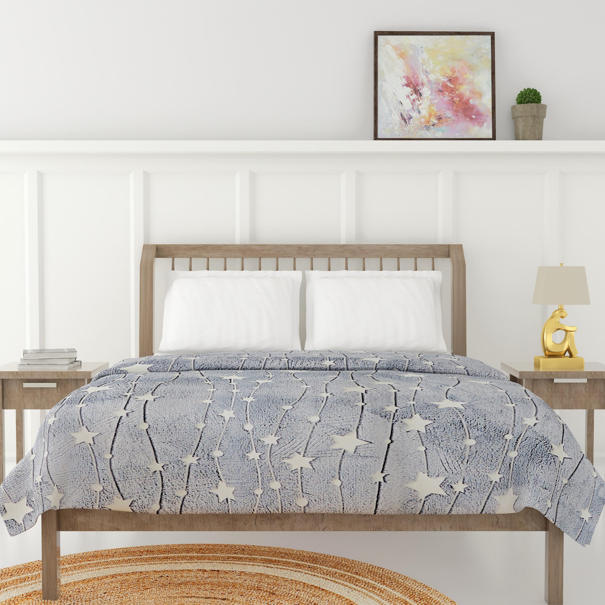 Star Print Glow-in-the-Dark Single Blanket - 127x152 cms-household-bedding-blankets-image-1