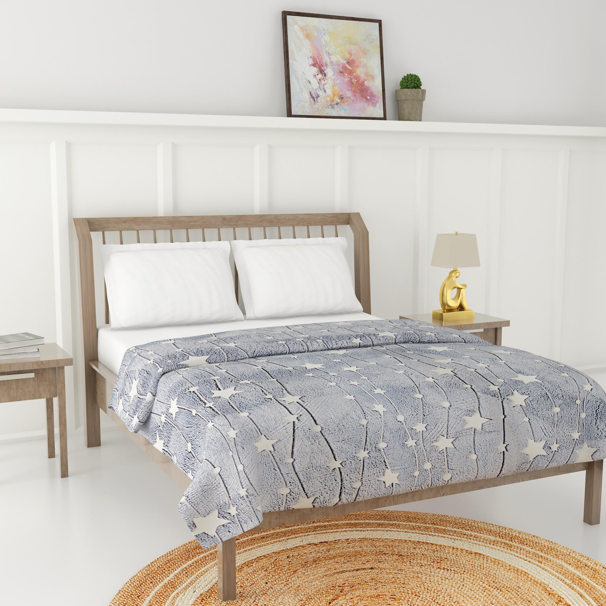 Star Print Glow-in-the-Dark Single Blanket - 127x152 cms-household-bedding-blankets-image-2