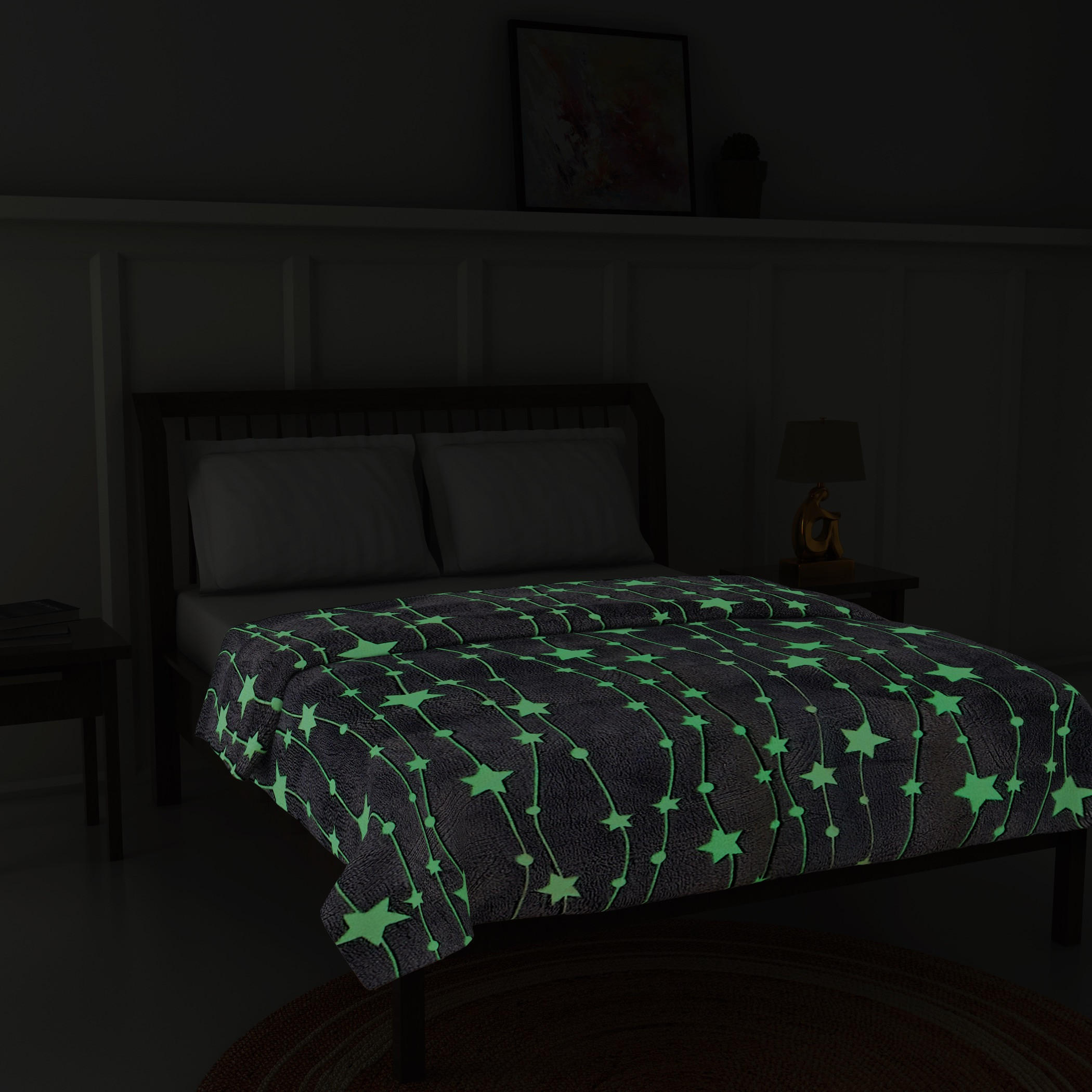 Star Print Glow-in-the-Dark Single Blanket - 127x152 cms-household-bedding-blankets-image-5