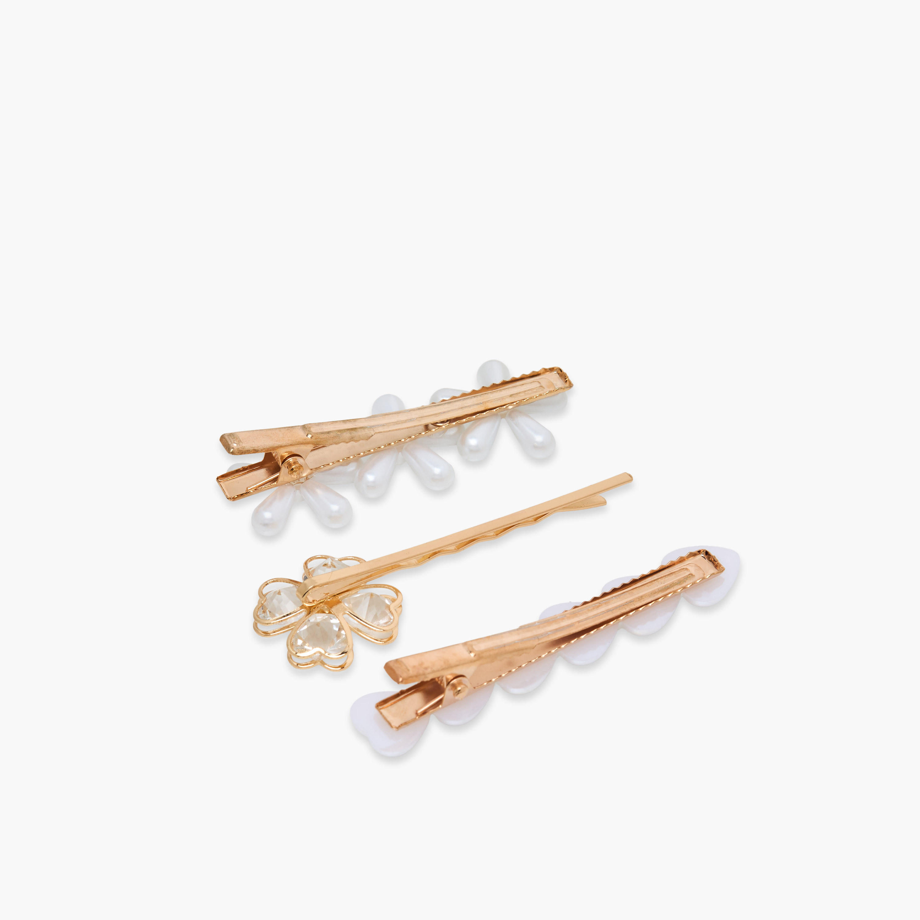 Pack of 3 Hair Clips with Pearl Detail-women-hairaccessories-clips-image-3