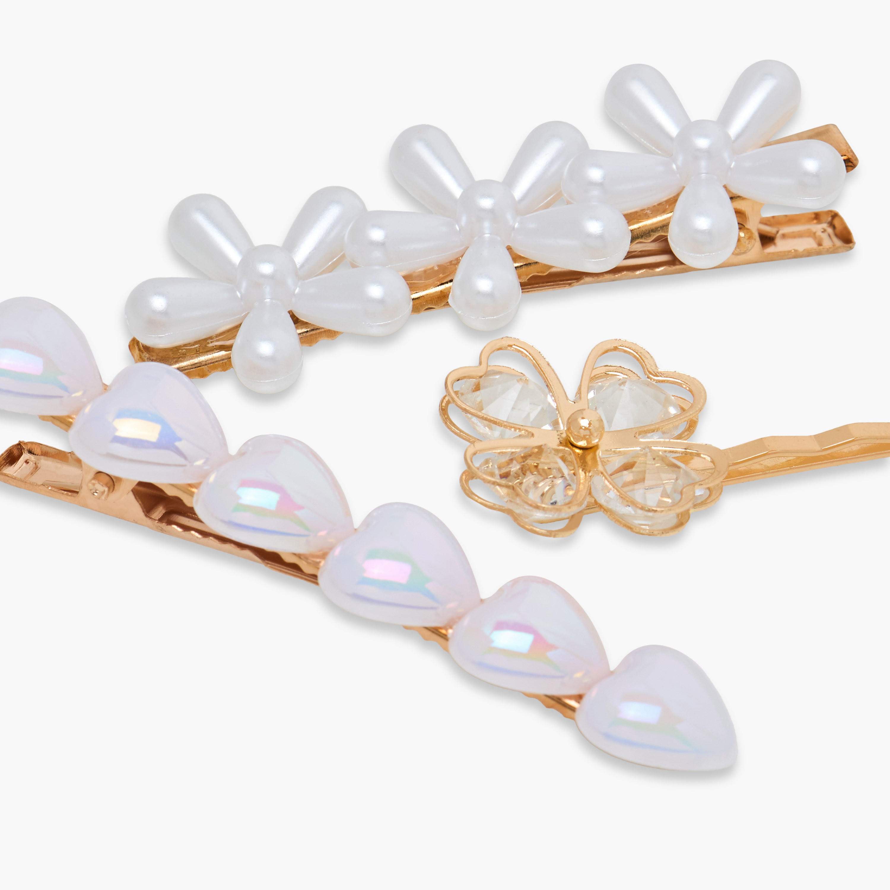 Pack of 3 Hair Clips with Pearl Detail-women-hairaccessories-clips-image-5