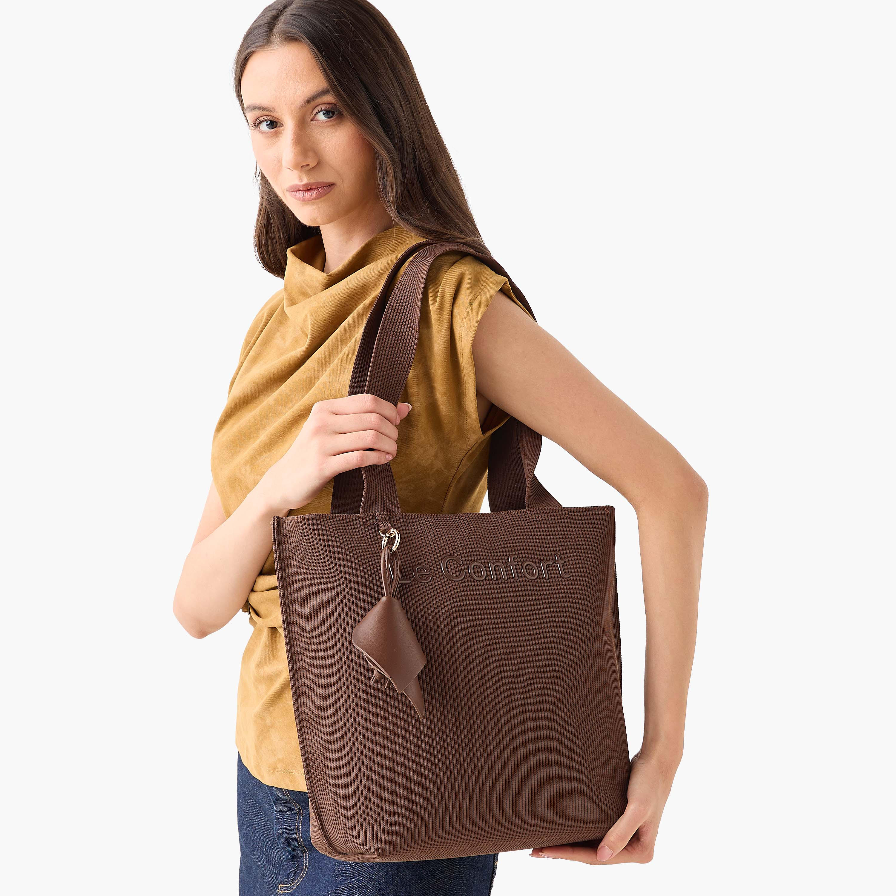 Le Confort Textured Tote Bag with Double Handle-women-bagsandwallets-handbags-image-2