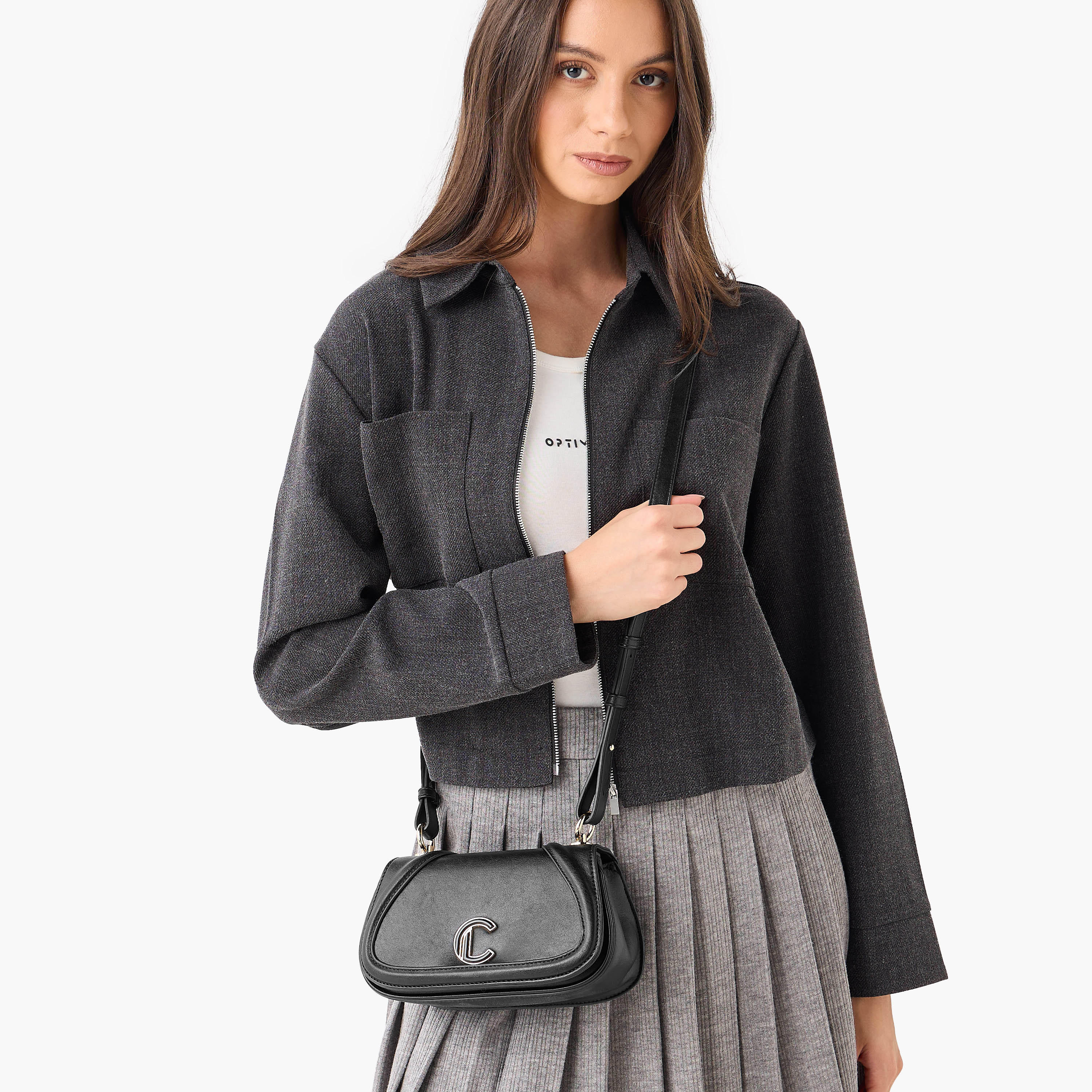 شنطة كروس بودي سادة بزر إغلاق من لو كونفورت-women-bagsandwallets-handbags-image-7