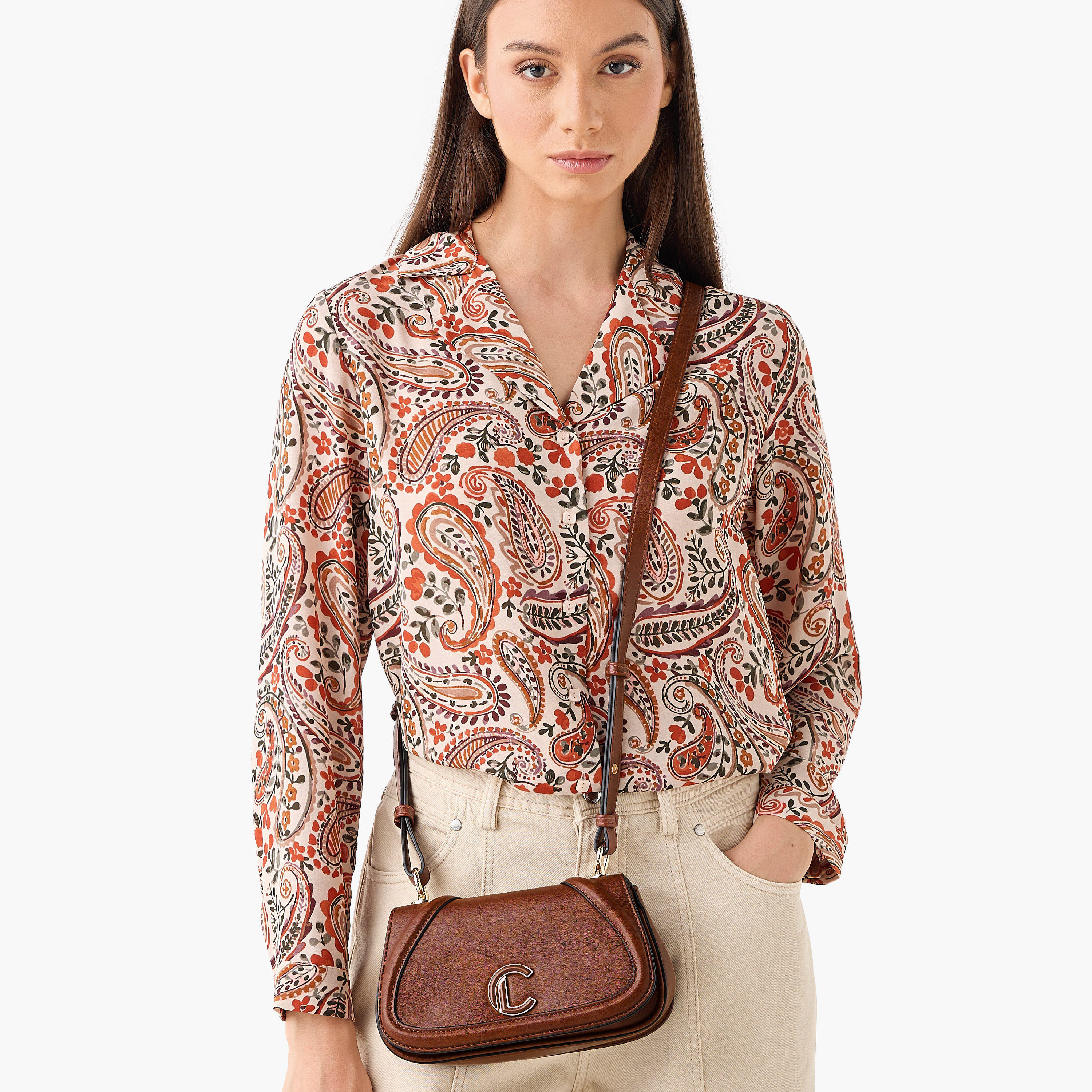 Le Confort Solid Crossbody Bag with Button Closure-women-bagsandwallets-handbags-image-2
