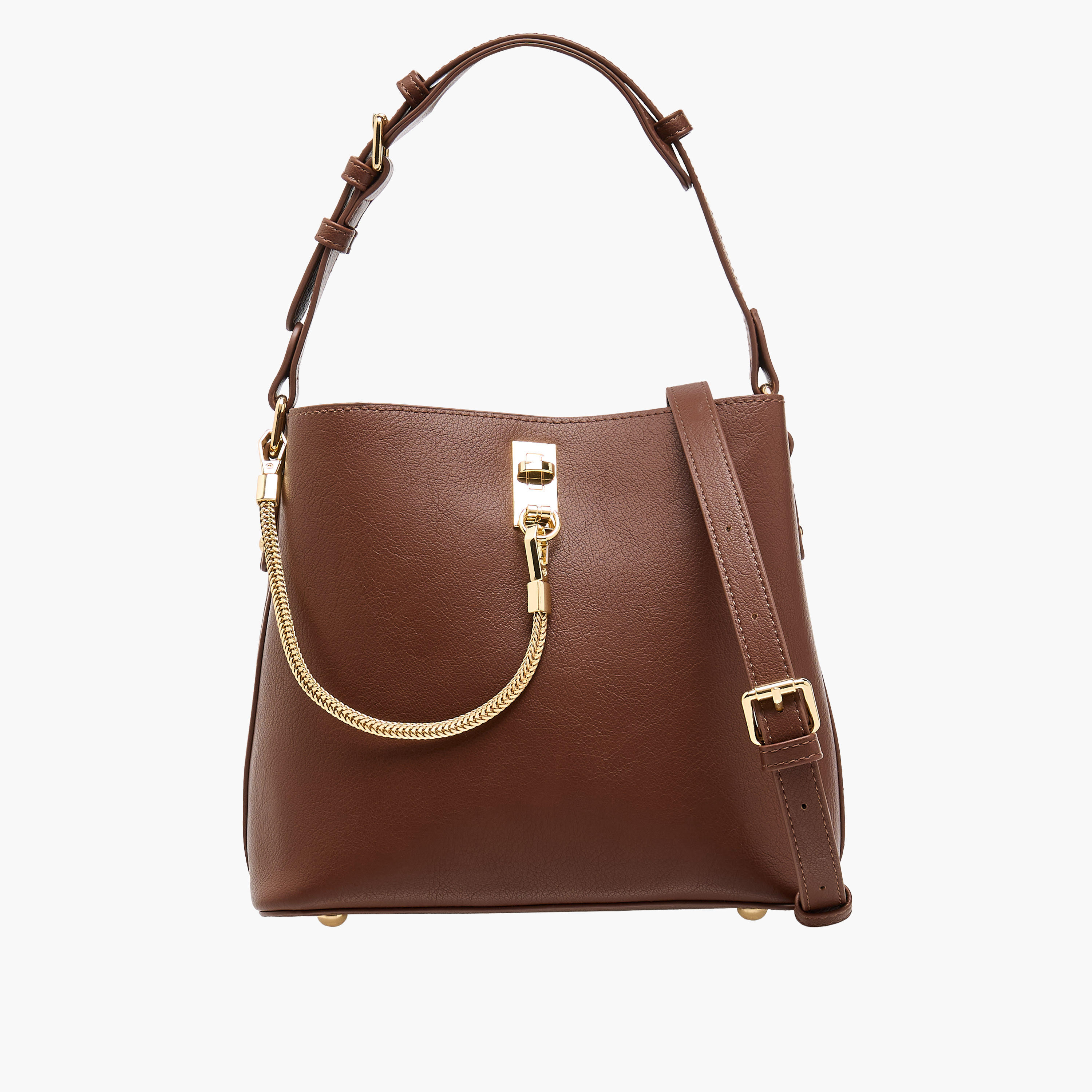 Le Confort Solid Shoulder Bag with Chain Accent and Zip Closure-women-bagsandwallets-handbags-image-1