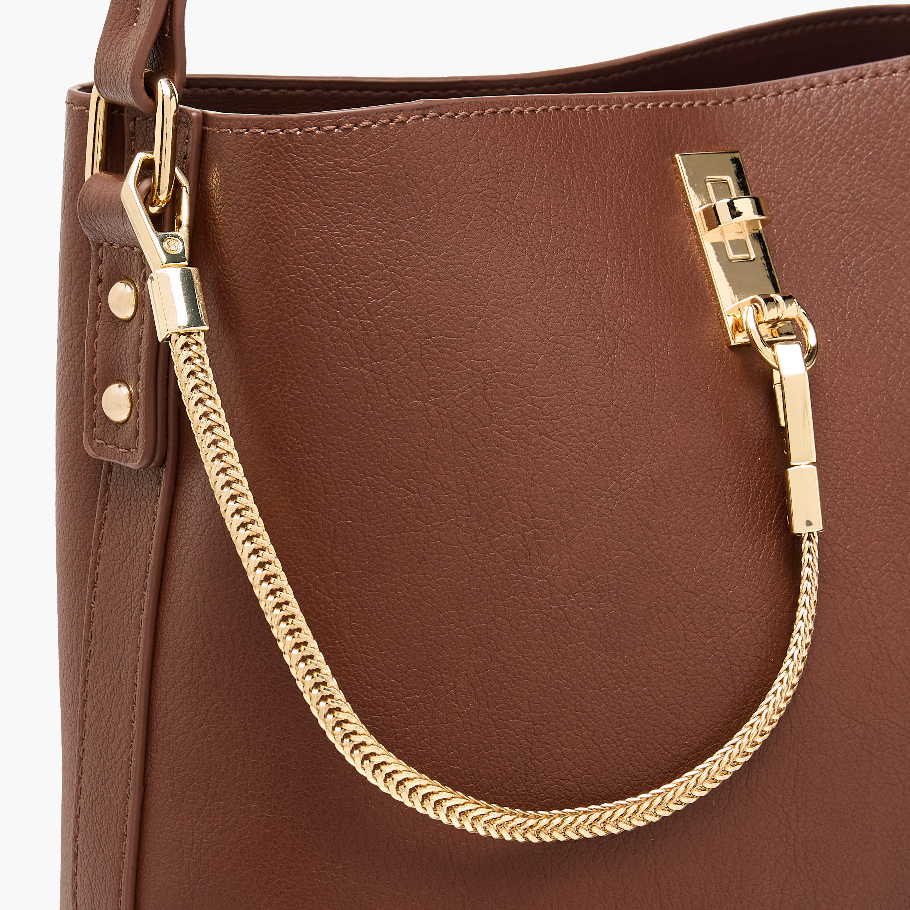 Le Confort Solid Shoulder Bag with Chain Accent and Zip Closure-women-bagsandwallets-handbags-image-5