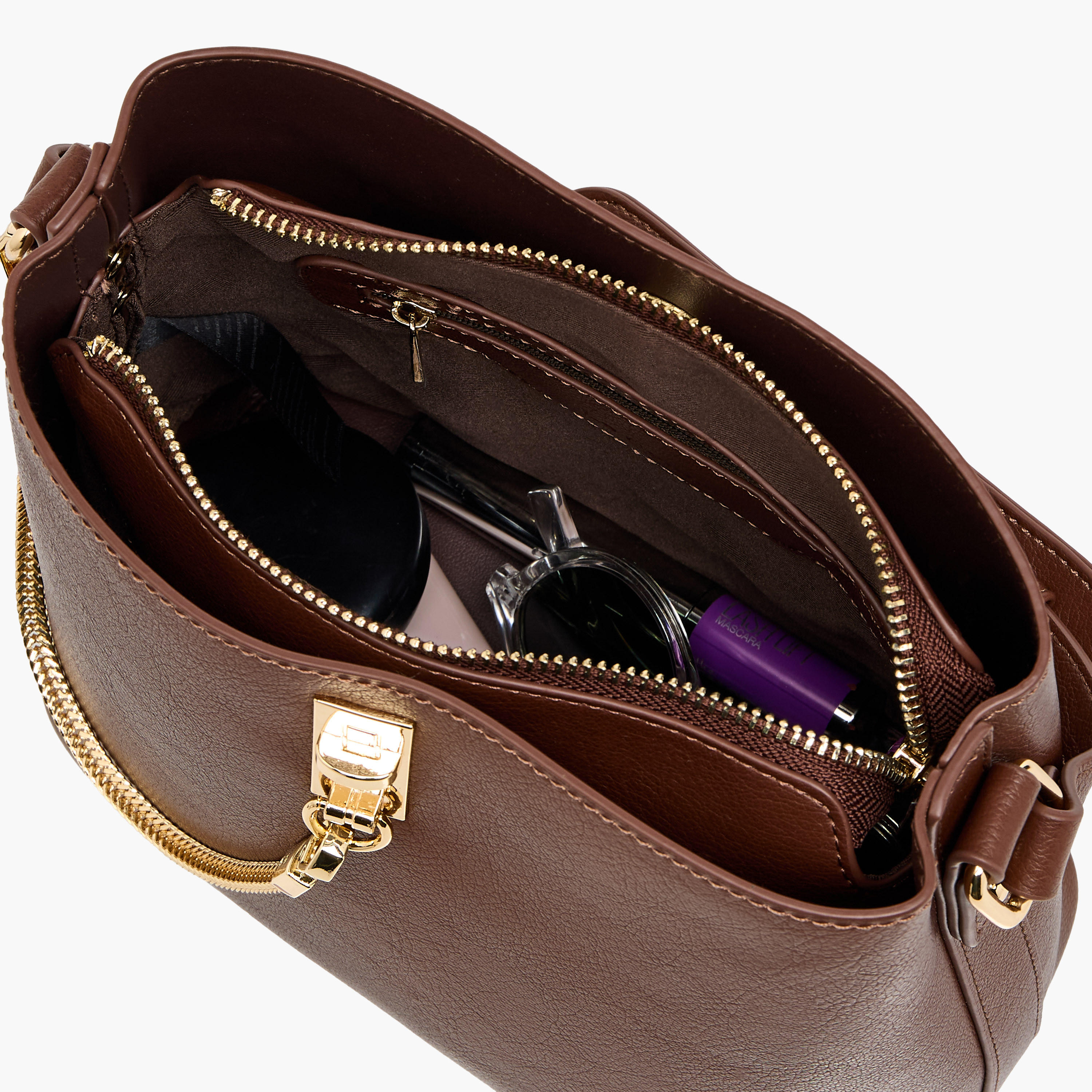 Le Confort Solid Shoulder Bag with Chain Accent and Zip Closure-women-bagsandwallets-handbags-image-9