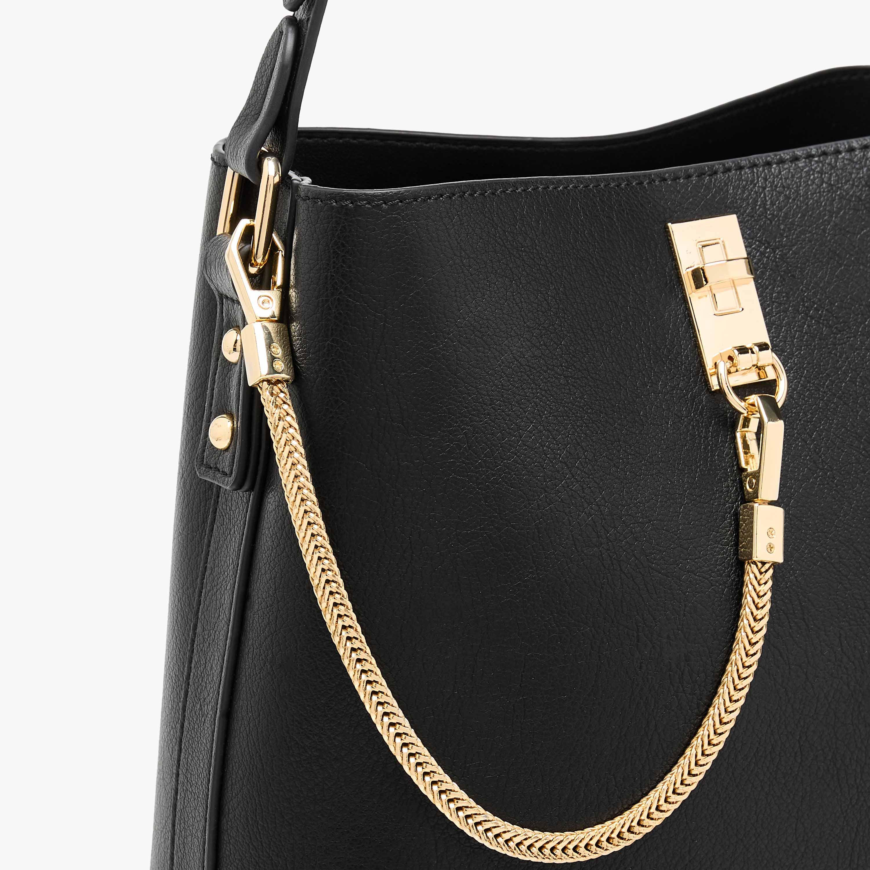 Le Confort Solid Shoulder Bag with Chain Accent and Zip Closure-women-bagsandwallets-handbags-image-5
