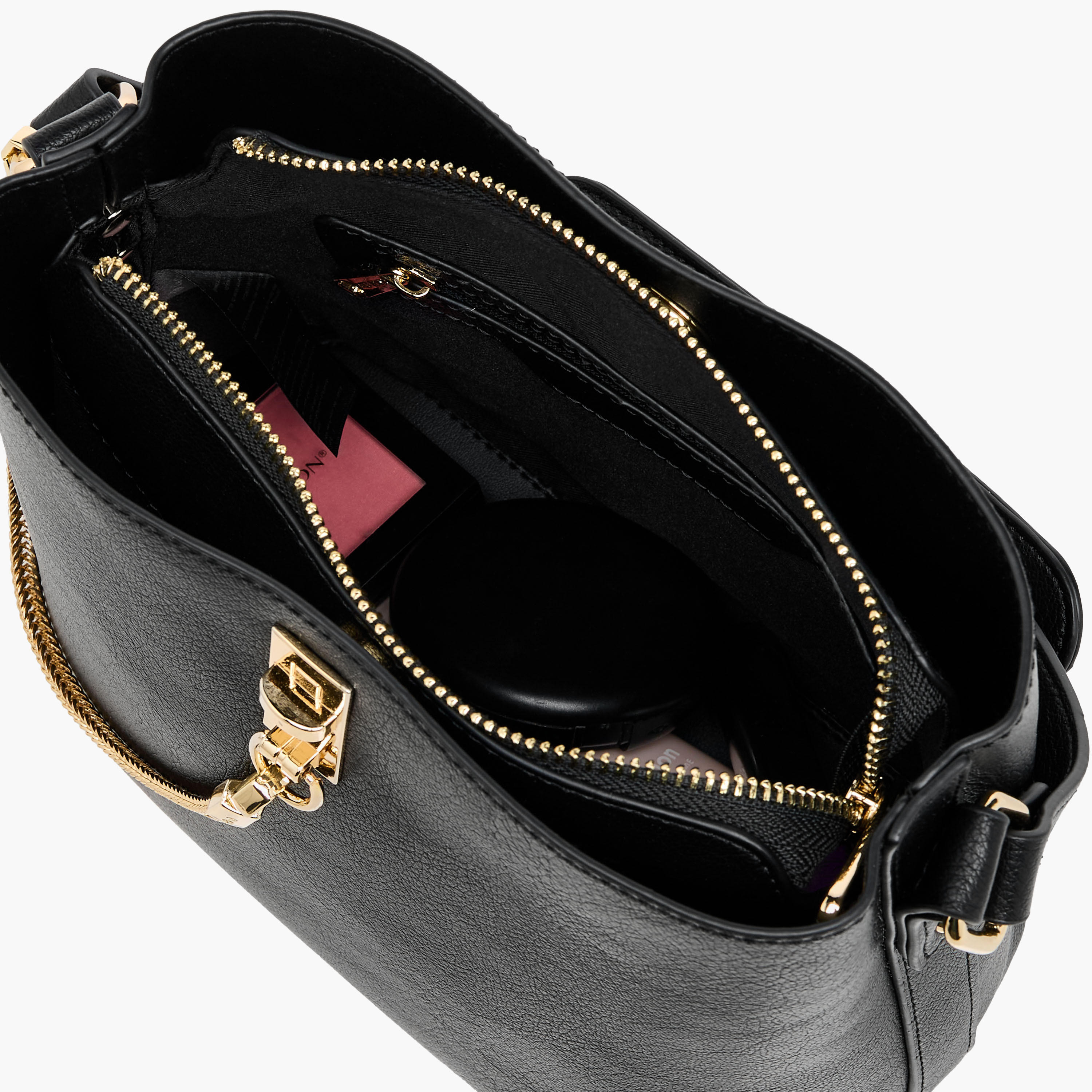 Le Confort Solid Shoulder Bag with Chain Accent and Zip Closure-women-bagsandwallets-handbags-image-9