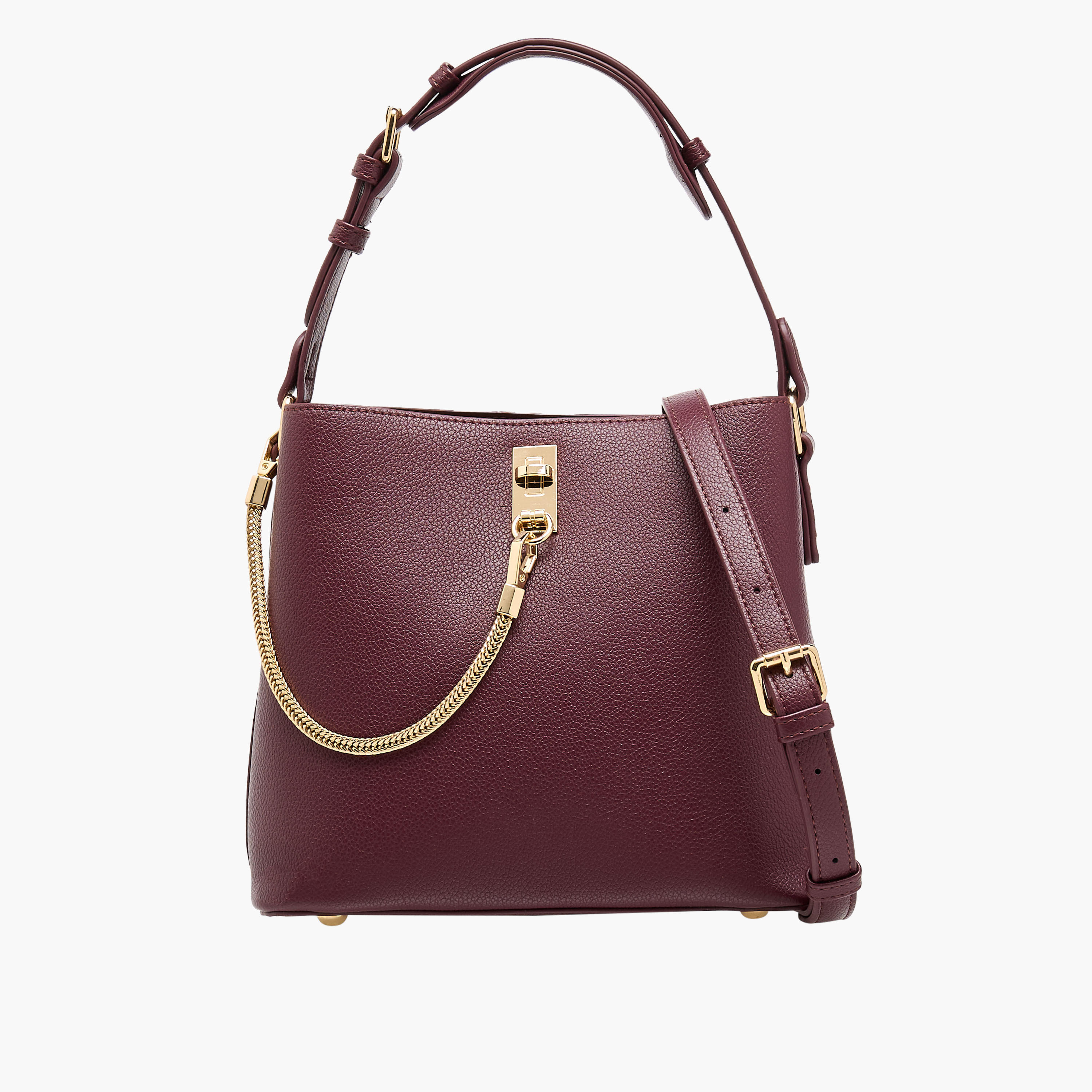 Le Confort Solid Shoulder Bag with Chain Accent and Zip Closure-women-bagsandwallets-handbags-image-1