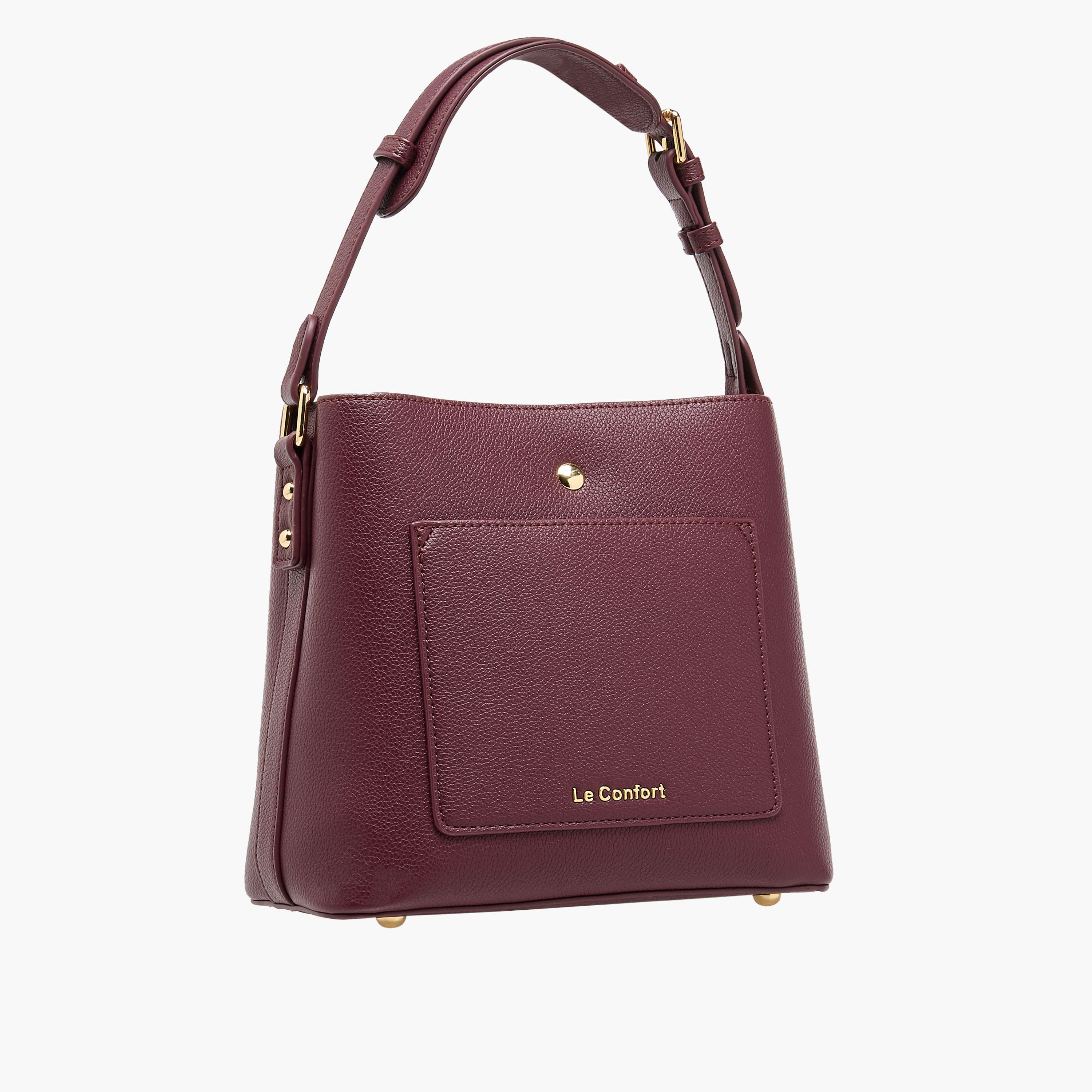 Le Confort Solid Shoulder Bag with Chain Accent and Zip Closure-women-bagsandwallets-handbags-image-4