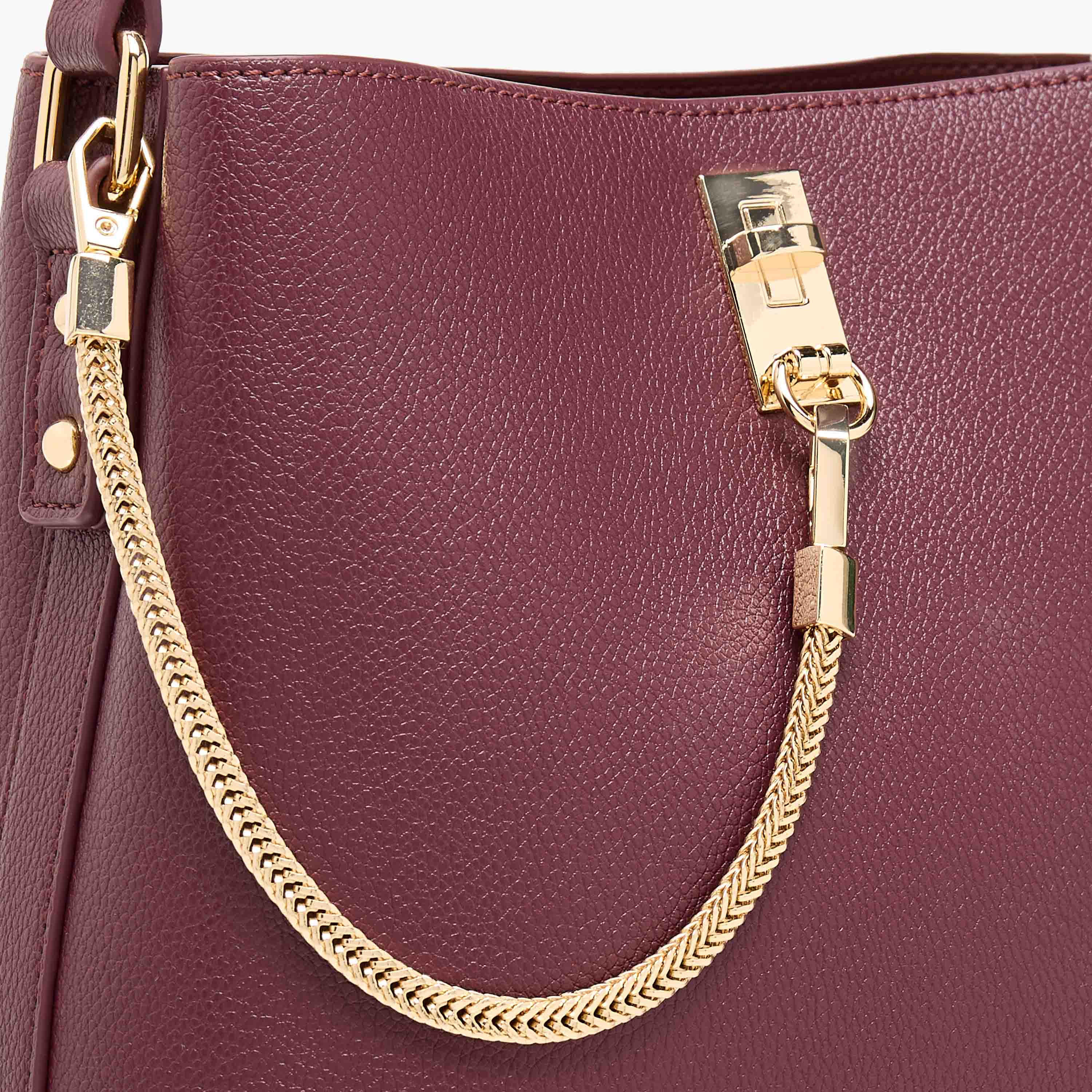 Le Confort Solid Shoulder Bag with Chain Accent and Zip Closure-women-bagsandwallets-handbags-image-5