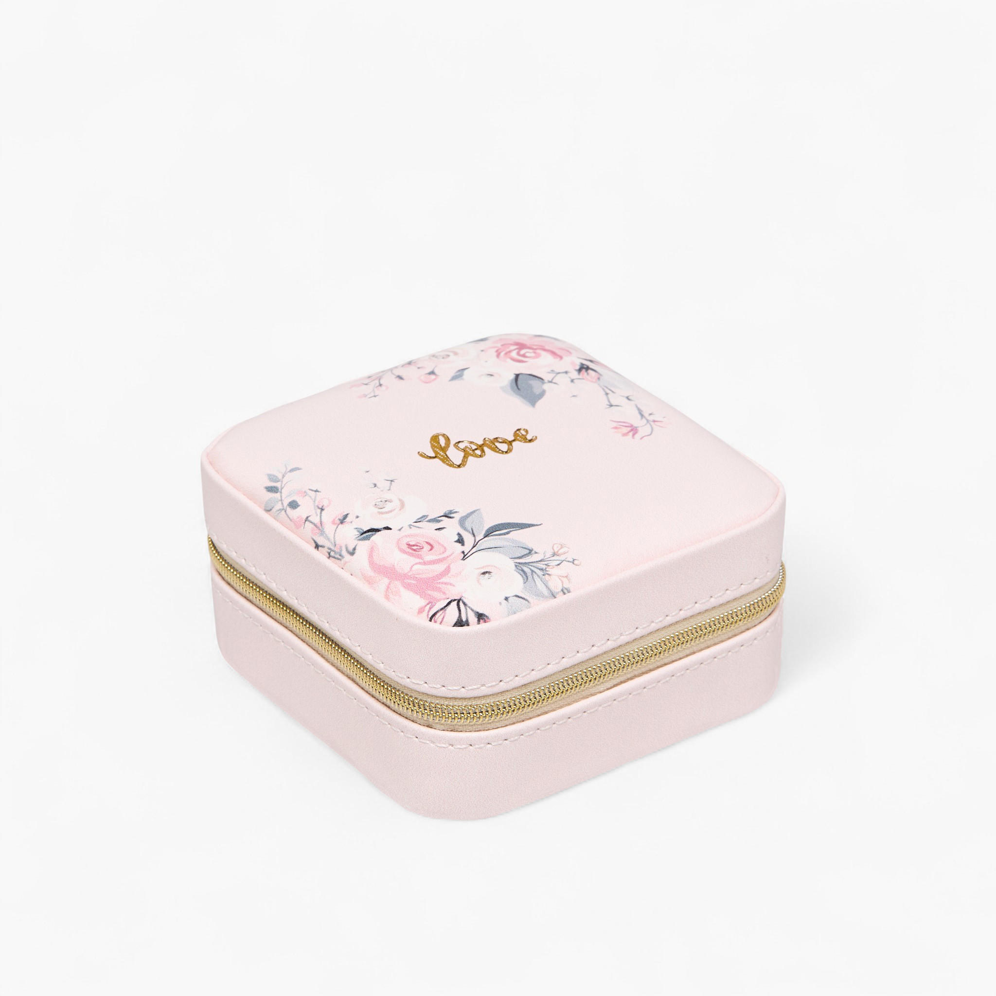 Jewellery Organizer with Floral Print and Zip Closure - 10x10x4 cms-women-watchesandjewellery-jewellery-storage-image-1