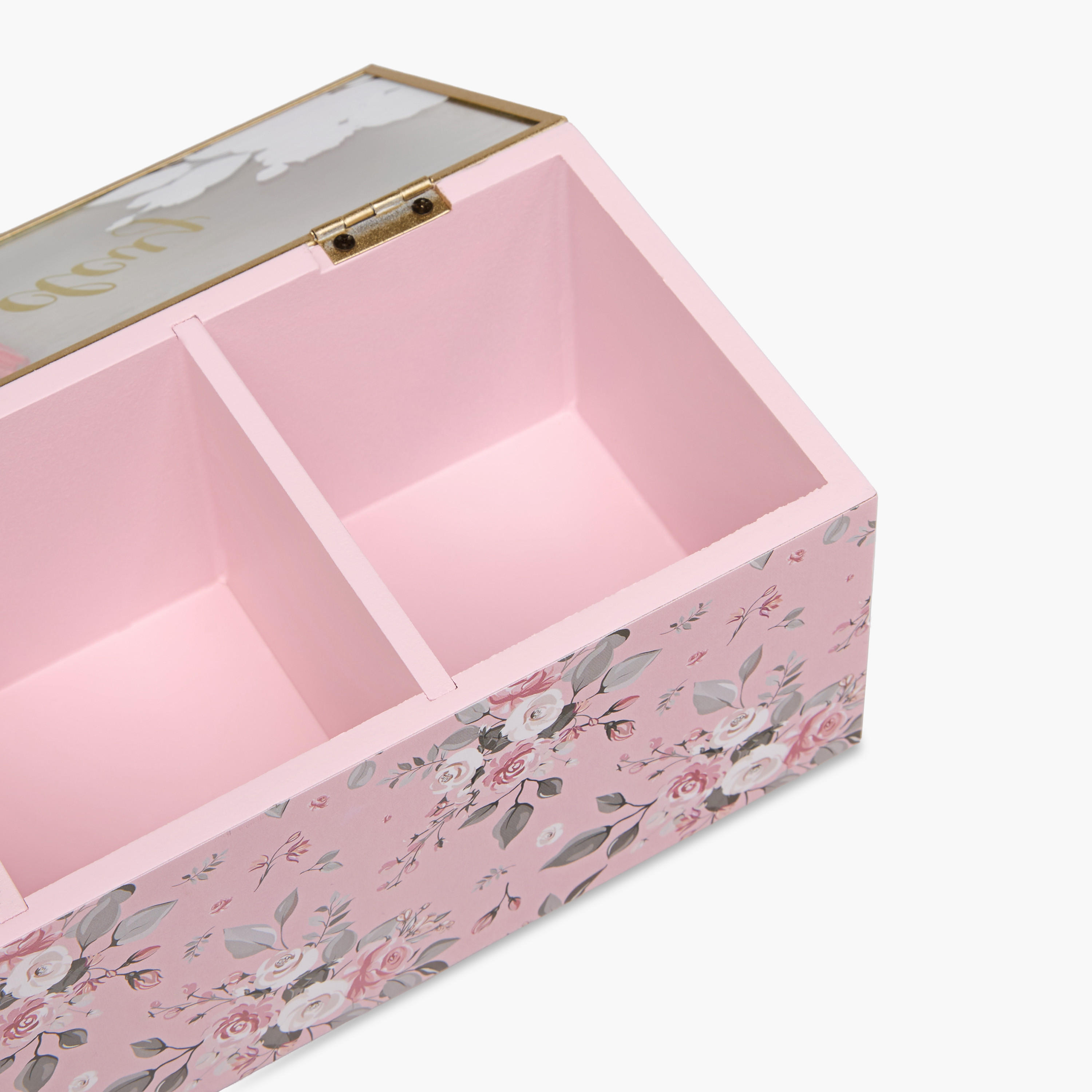 منظم مجوهرات 3 أقسام بطبعات زهور - 20x10x8 سم-women-watchesandjewellery-jewellery-storage-image-3