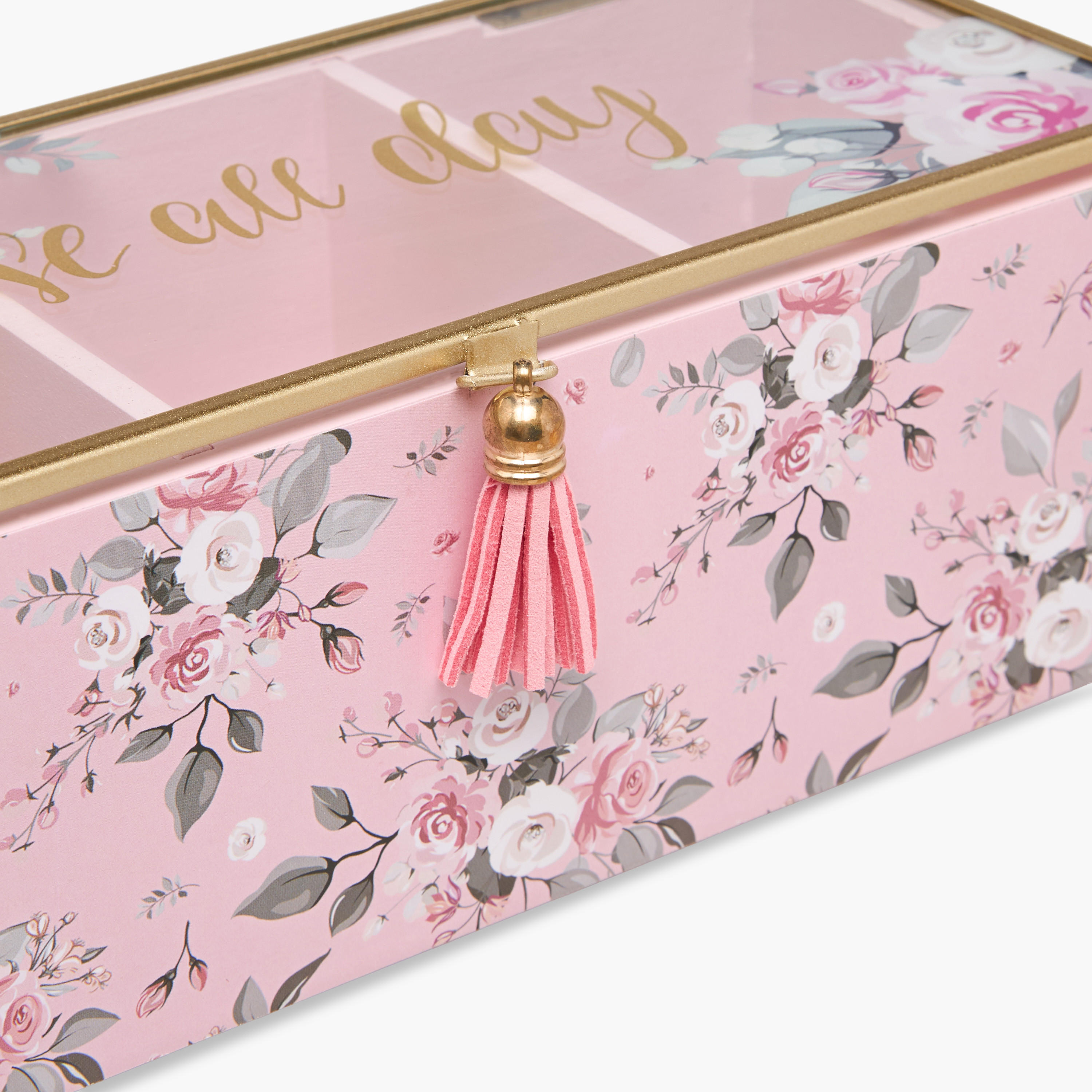 منظم مجوهرات 3 أقسام بطبعات زهور - 20x10x8 سم-women-watchesandjewellery-jewellery-storage-image-4