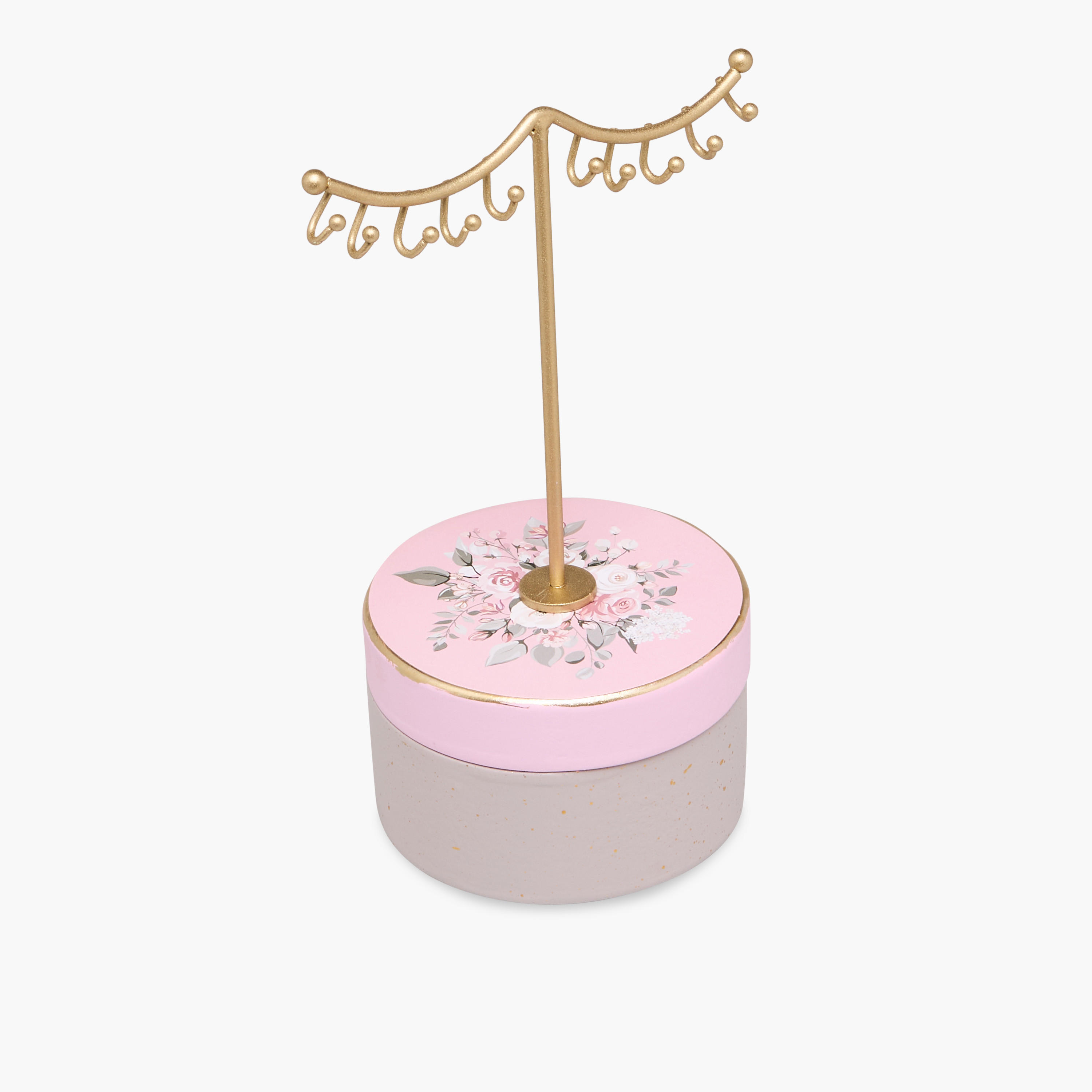 Jewellery Box with Floral Print and Hooks - 13x10x20 cms-women-watchesandjewellery-jewellery-storage-image-1