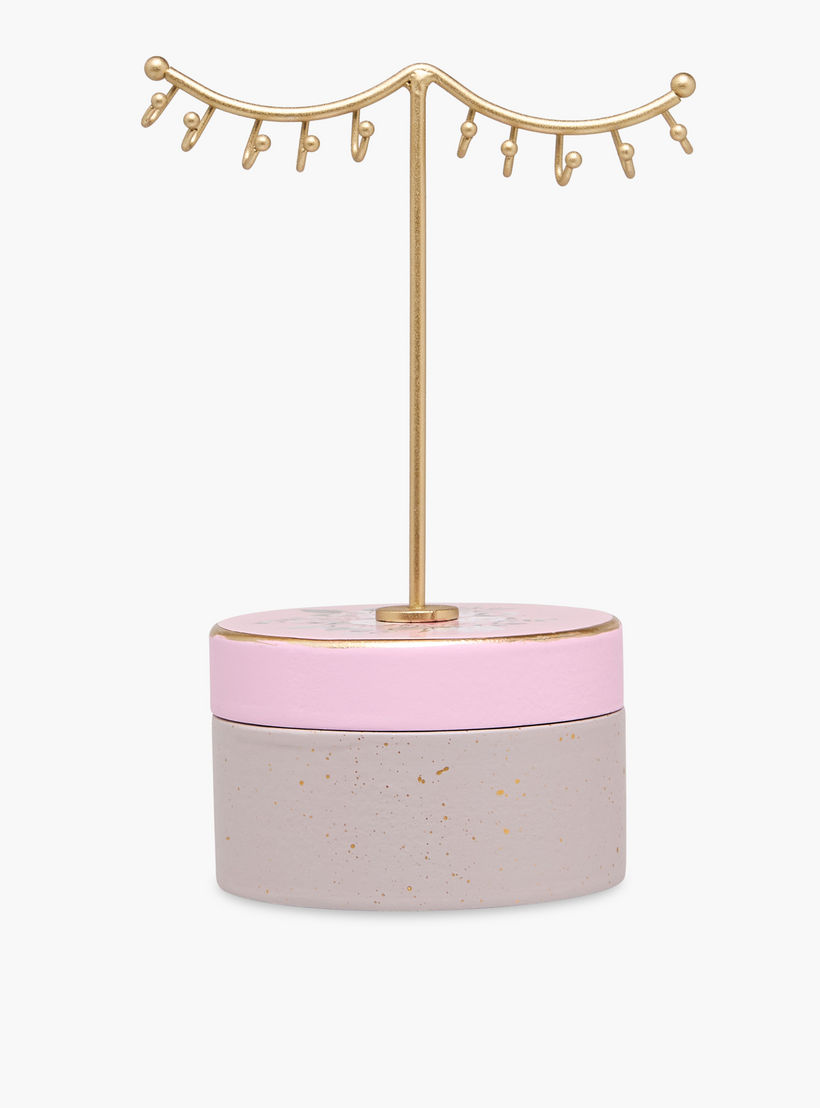 Jewellery Box with Floral Print and Hooks - 13x10x20 cms-women-watchesandjewellery-jewellery-storage-image-2