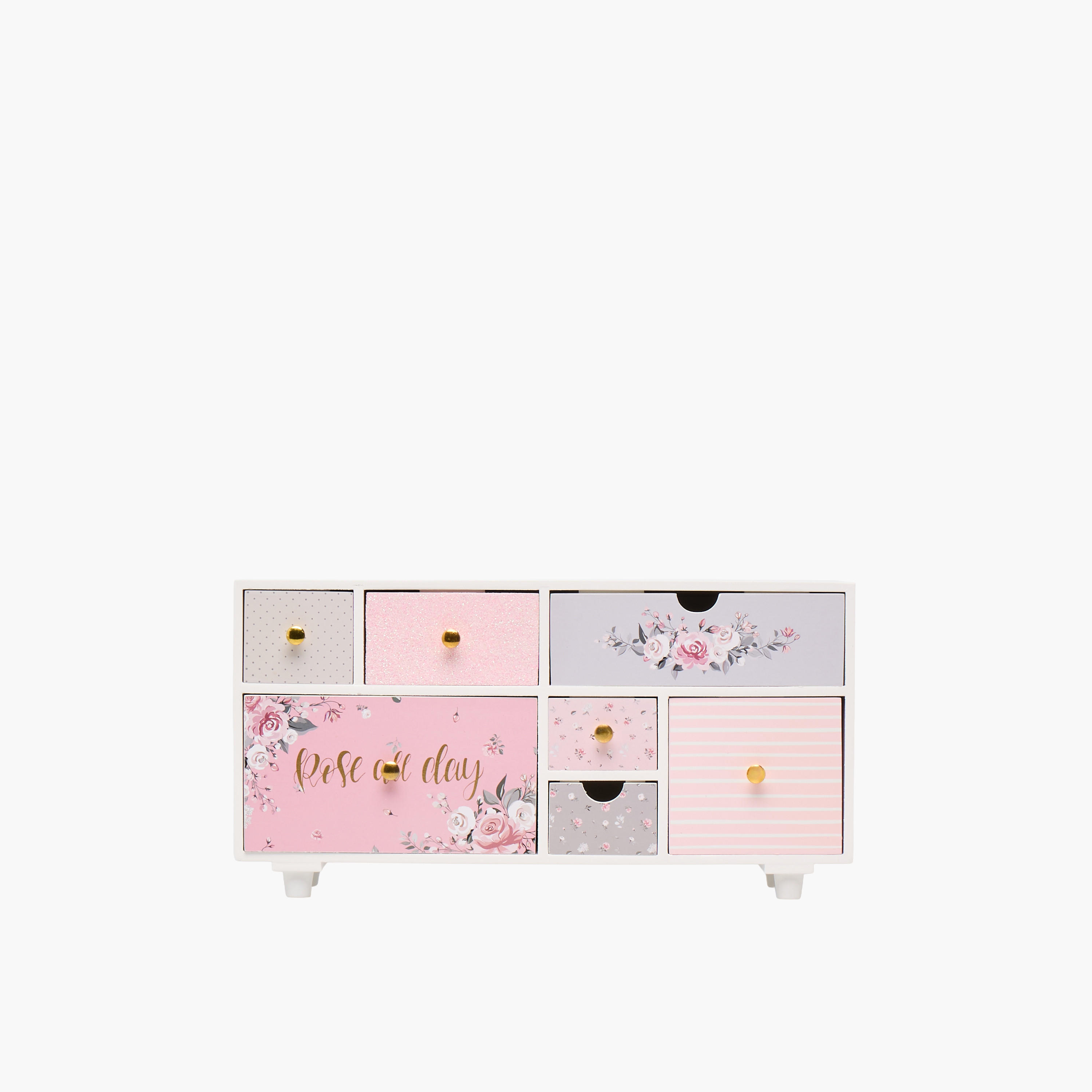 منظم مجوهرات 7 أقسام بنقوش ورود - 20x11x39 سم-women-watchesandjewellery-jewellery-storage-image-1