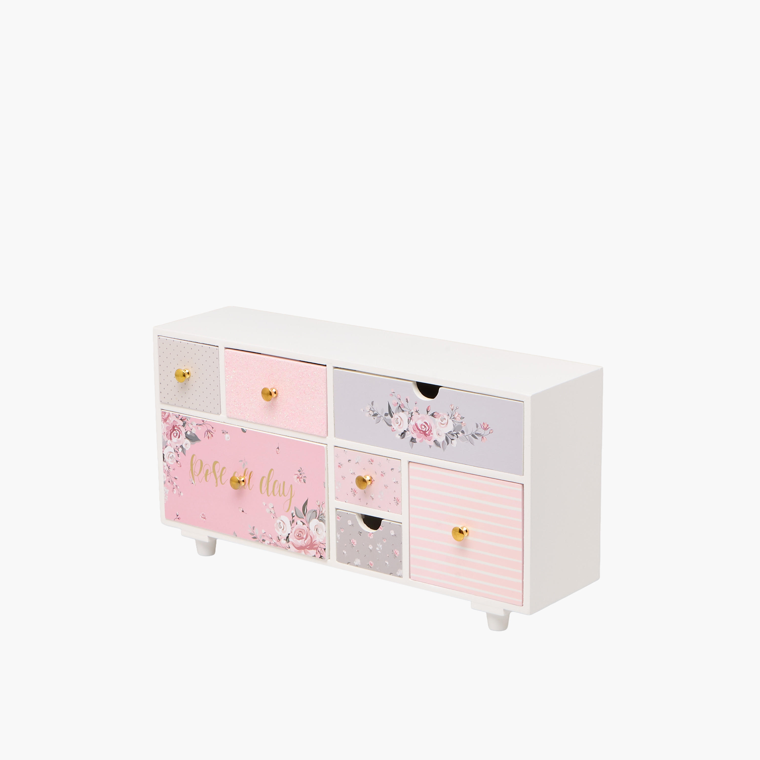 منظم مجوهرات 7 أقسام بنقوش ورود - 20x11x39 سم-women-watchesandjewellery-jewellery-storage-image-2