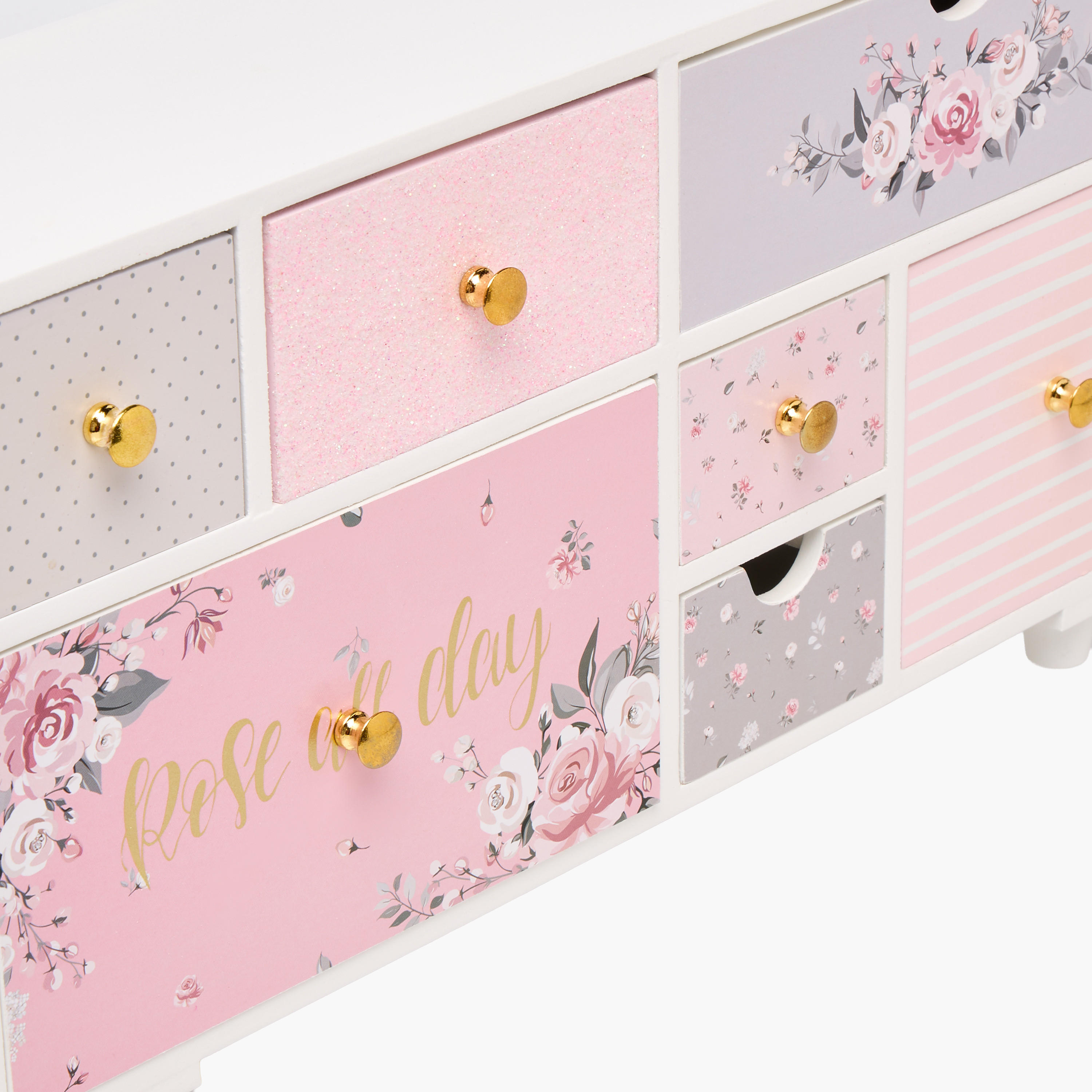 منظم مجوهرات 7 أقسام بنقوش ورود - 20x11x39 سم-women-watchesandjewellery-jewellery-storage-image-3