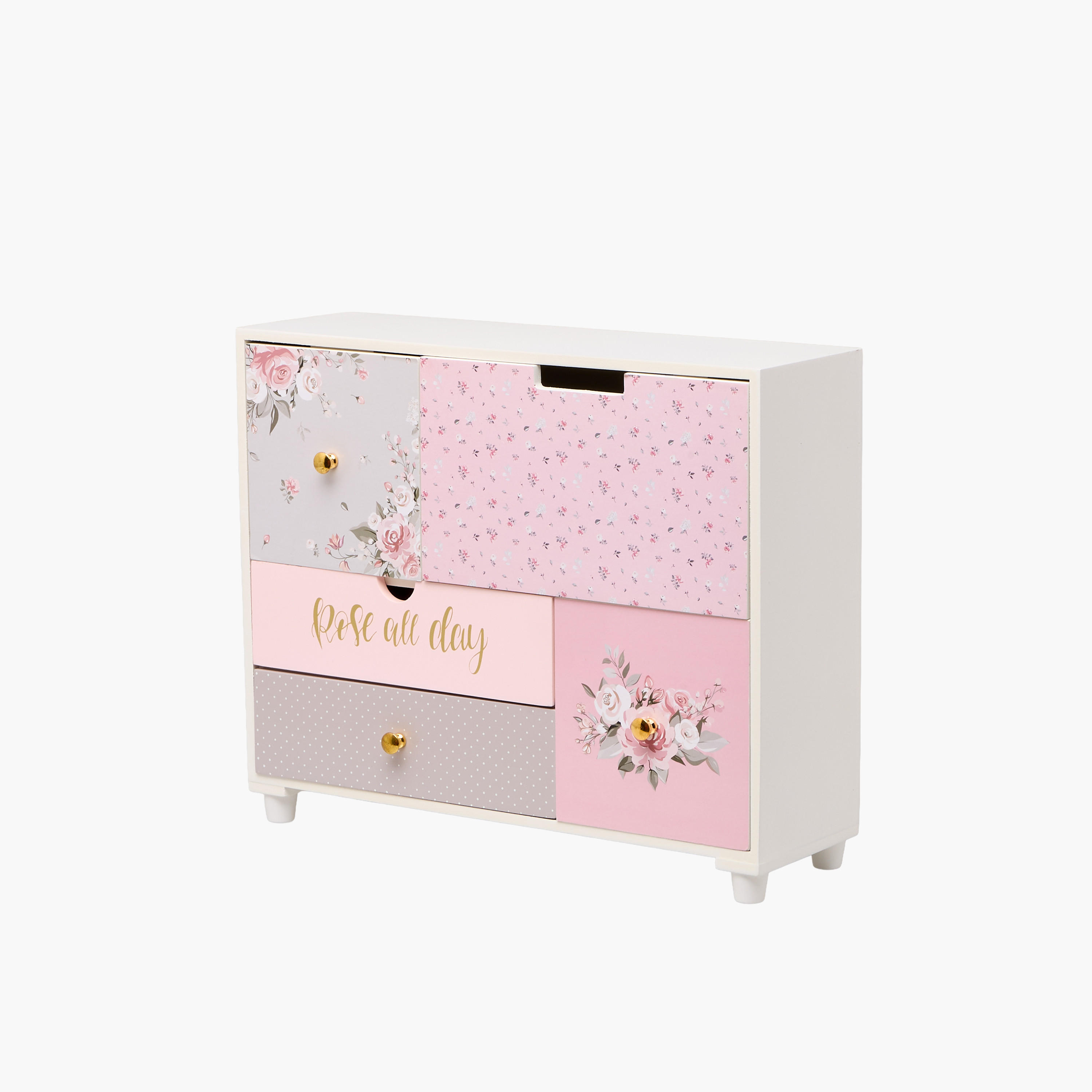 منظم مجوهرات 5 أقسام بطبعات ورد - 33x10x28 سم-women-watchesandjewellery-jewellery-storage-image-1