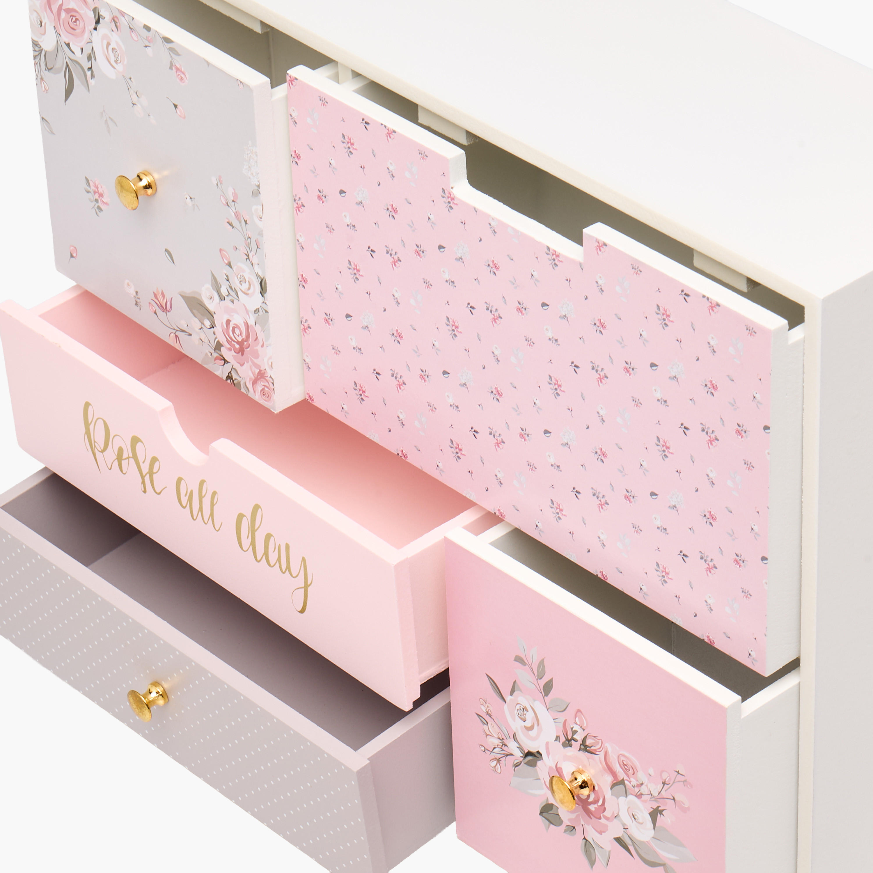 5-Compartment Jewellery Organizer Rose Print - 33x10x28 cm-women-watchesandjewellery-jewellery-storage-image-4