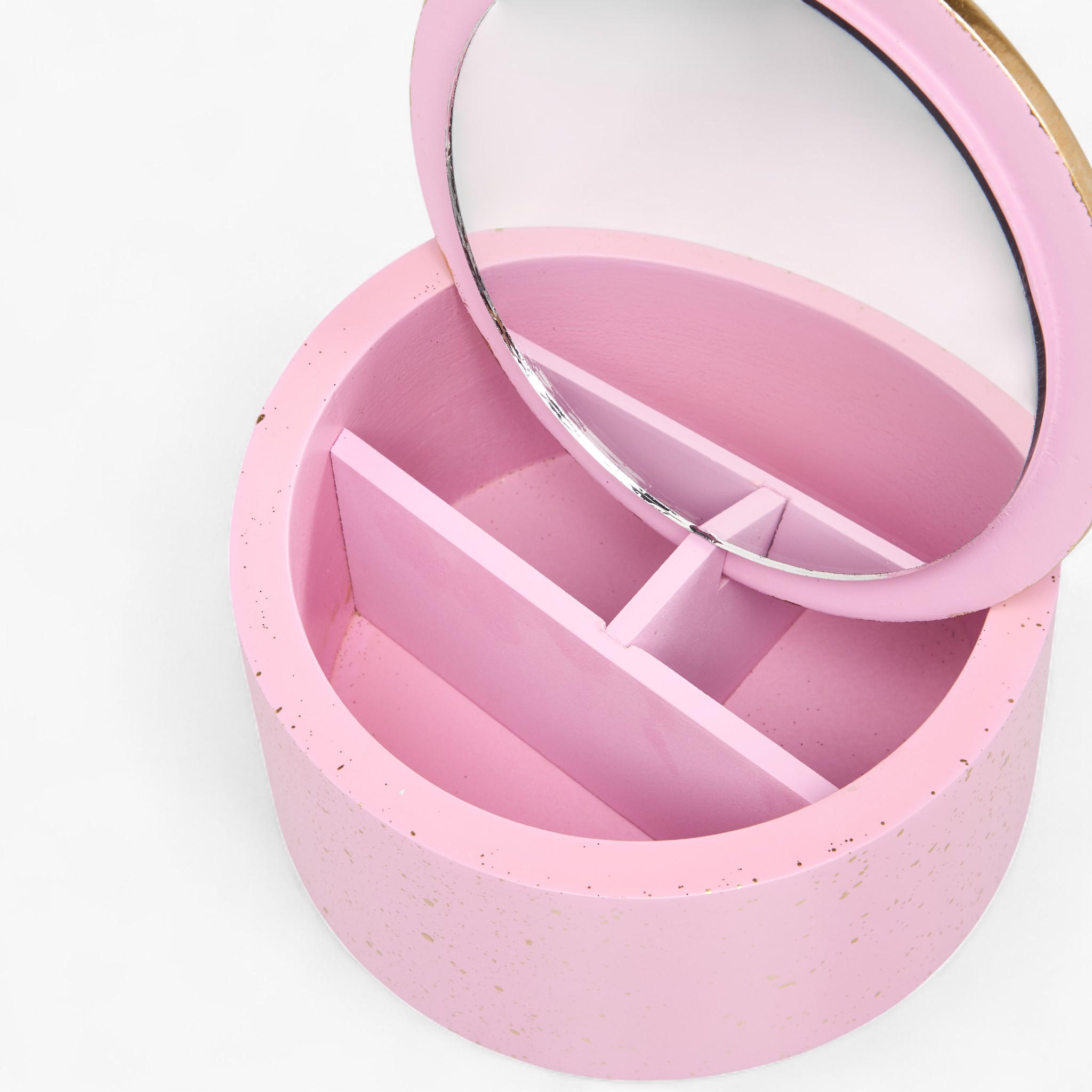 Dancing Fairy 3-Compartment Jewellery Organizer with Glitter Print and Mirror - 13x13x7 cms-women-watchesandjewellery-jewellery-storage-image-5