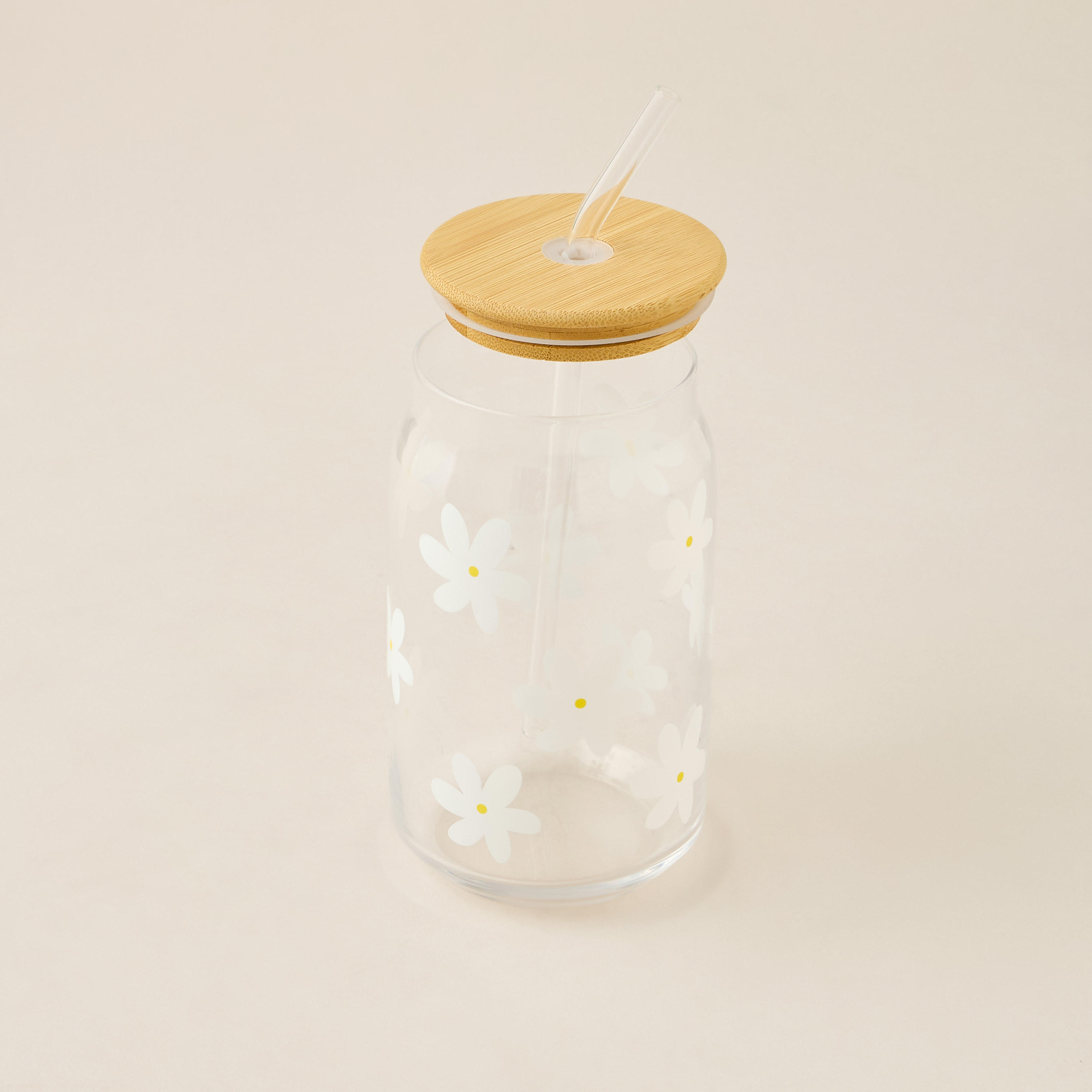 Daisy Print 2-Piece Glass Tumbler with Straw Set-household-dining-glassware-drinkingglasses-image-3