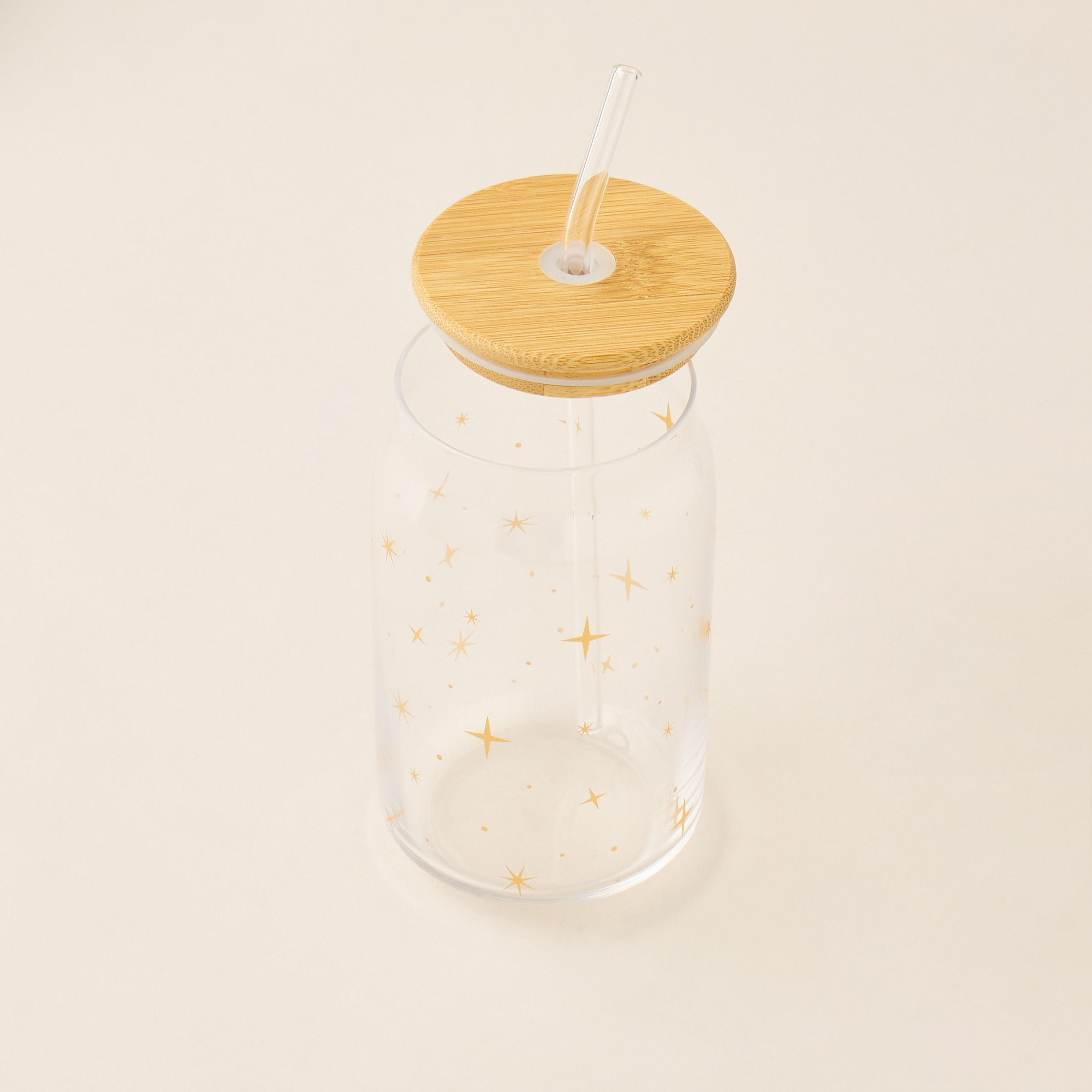 Star Print 2-Piece Glass Sipper Set with Straw - 530 ml-household-dining-glassware-drinkingglasses-image-3