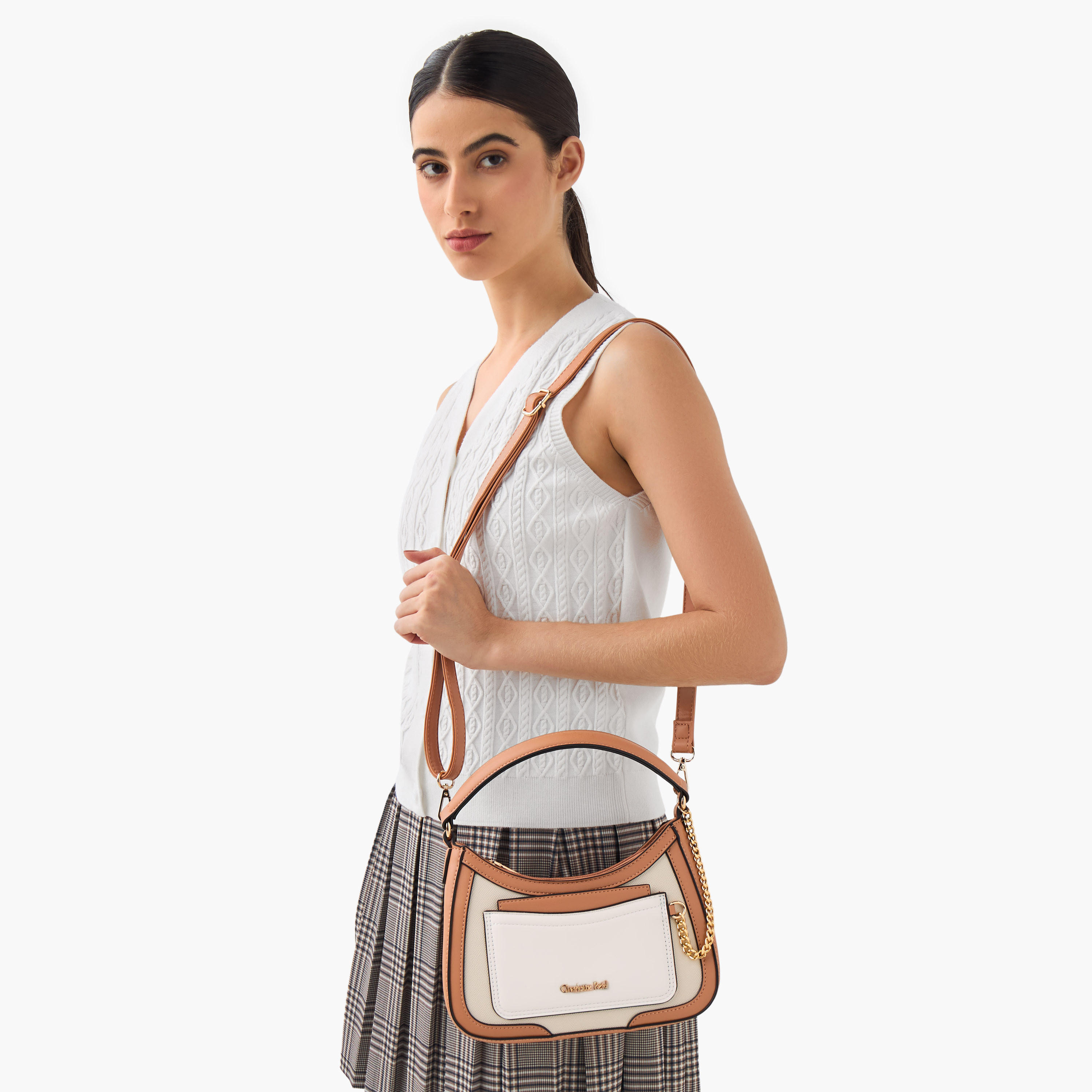 Charlotte Reid Colourblock Shoulder Bag with Zip Closure-women-bagsandwallets-handbags-image-2