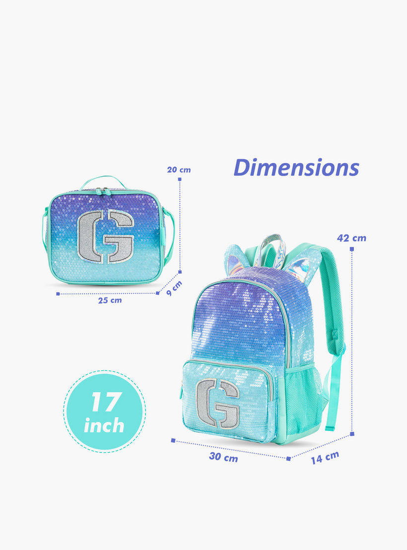 Eazy Kids Sequin 3-Piece Backpack School Bag Set for Kids with Lunch Bag and Pencil Pouch - 17-inch-school-bagsandbackpacks-sets-image-2