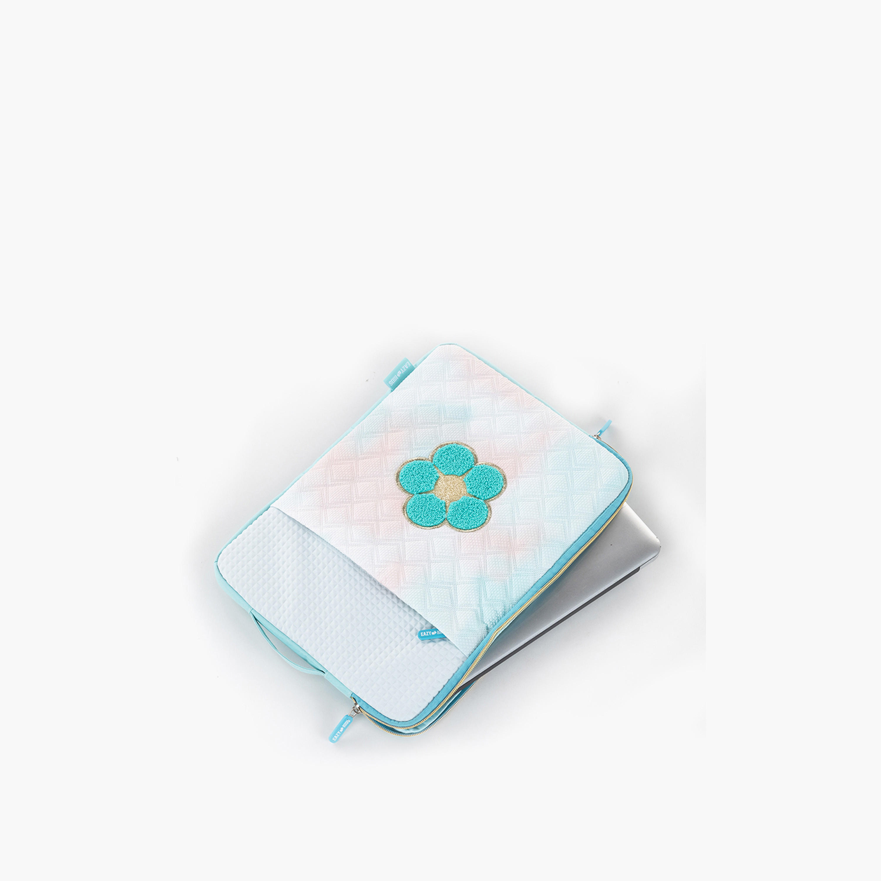 غلاف آيباد بإغلاق بسحّاب مع مقبض بطبعات زهور من إيزي كيدز-school-stationery-accessories-image-2