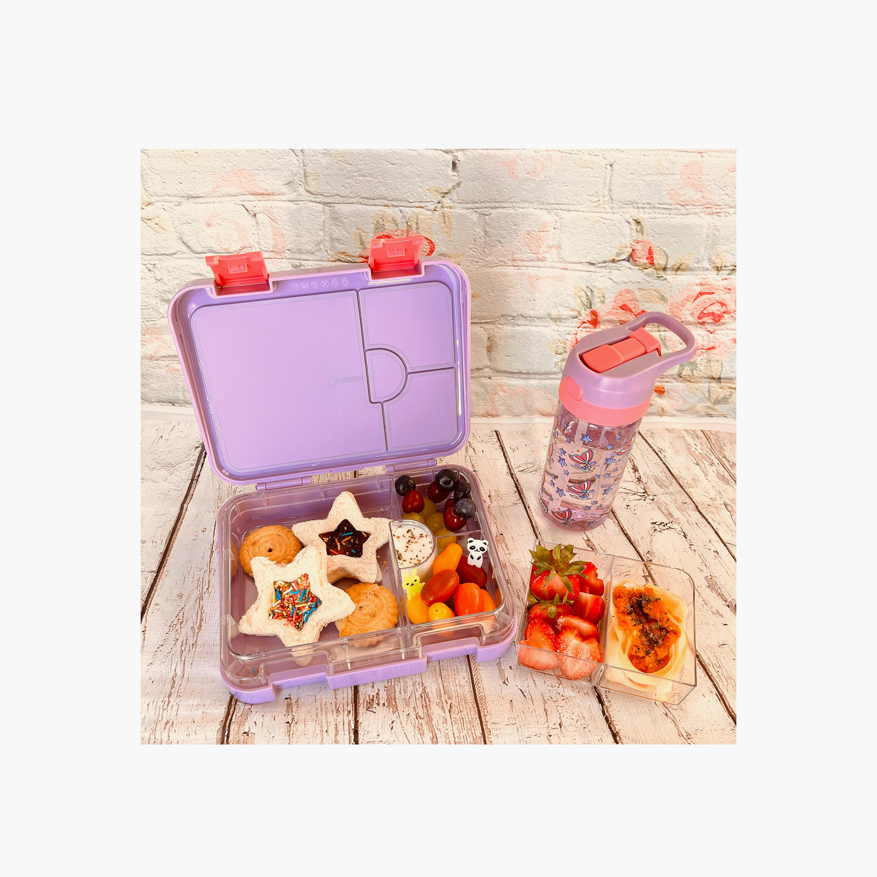 Eazy Kids Mermaid Convertible Bento Box for Girls with Sandwich Cutter-school-lunchessentials-lunchboxes-image-2