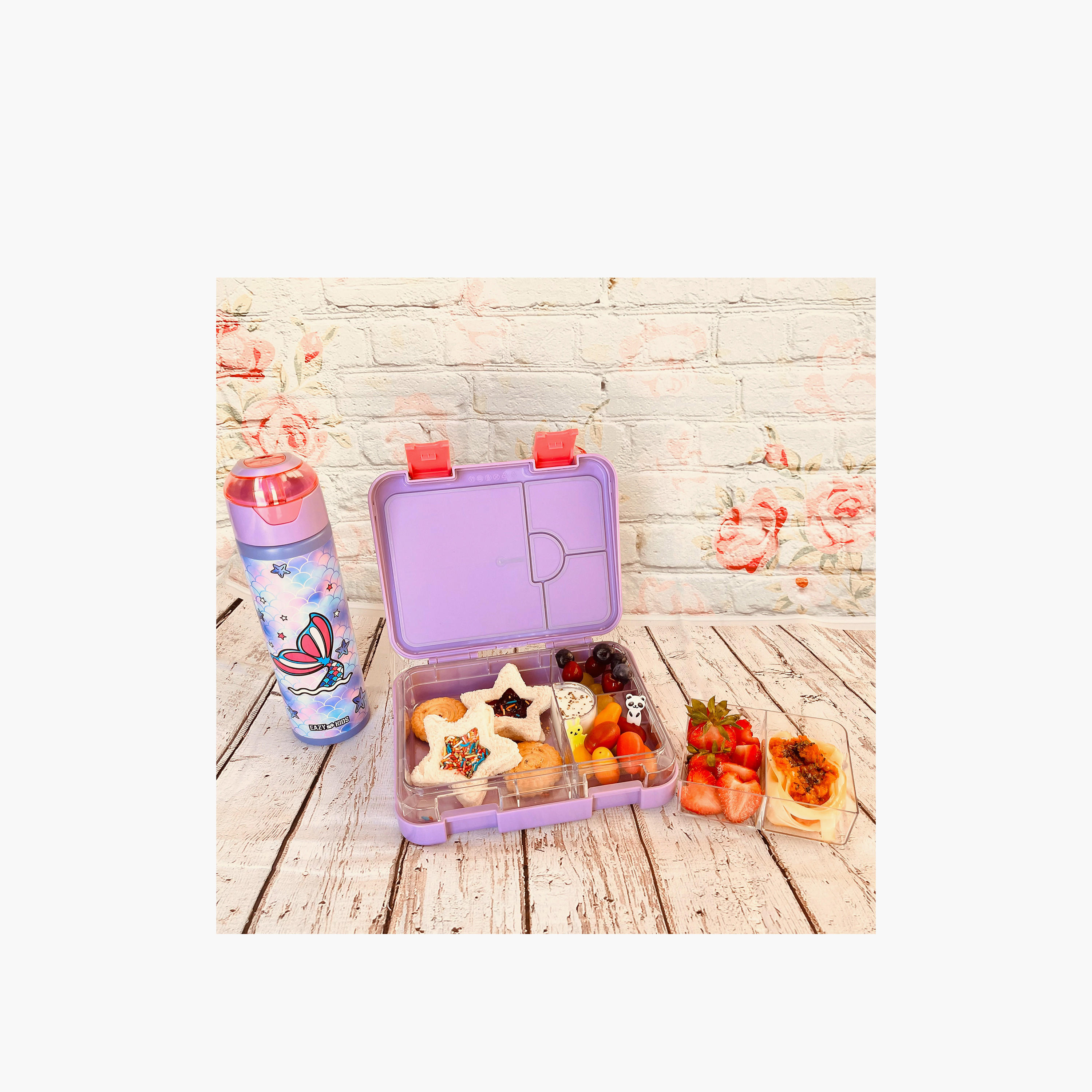 Eazy Kids Mermaid Convertible Bento Box for Girls with Sandwich Cutter-school-lunchessentials-lunchboxes-image-4