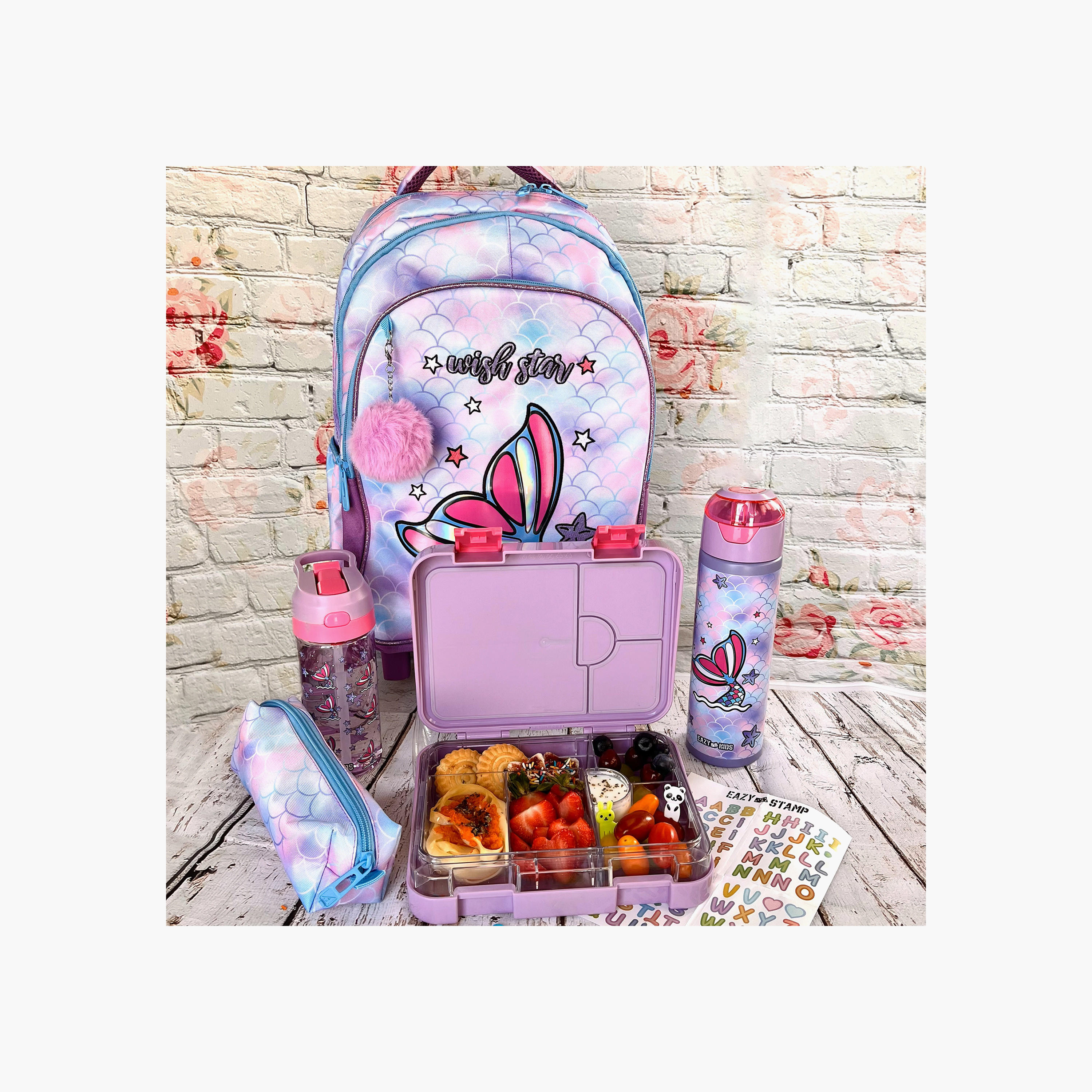 Eazy Kids Mermaid Convertible Bento Box for Girls with Sandwich Cutter-school-lunchessentials-lunchboxes-image-11