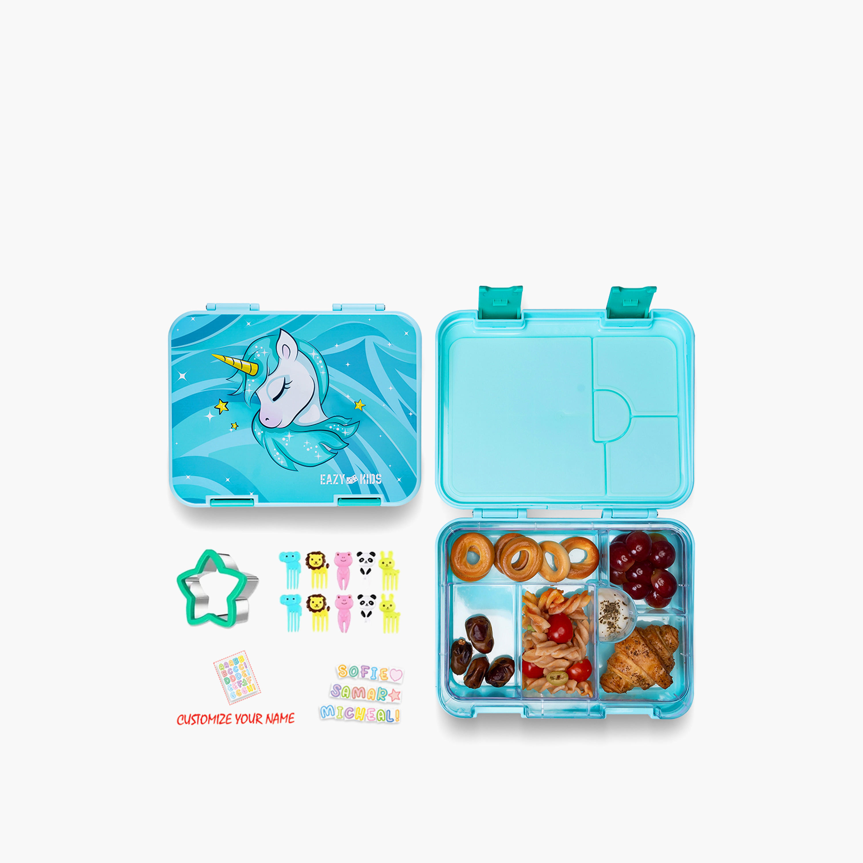 Eazy Kids Unicorn Convertible Bento Box for Girls with Sandwich Cutter-school-lunchessentials-lunchboxes-image-1