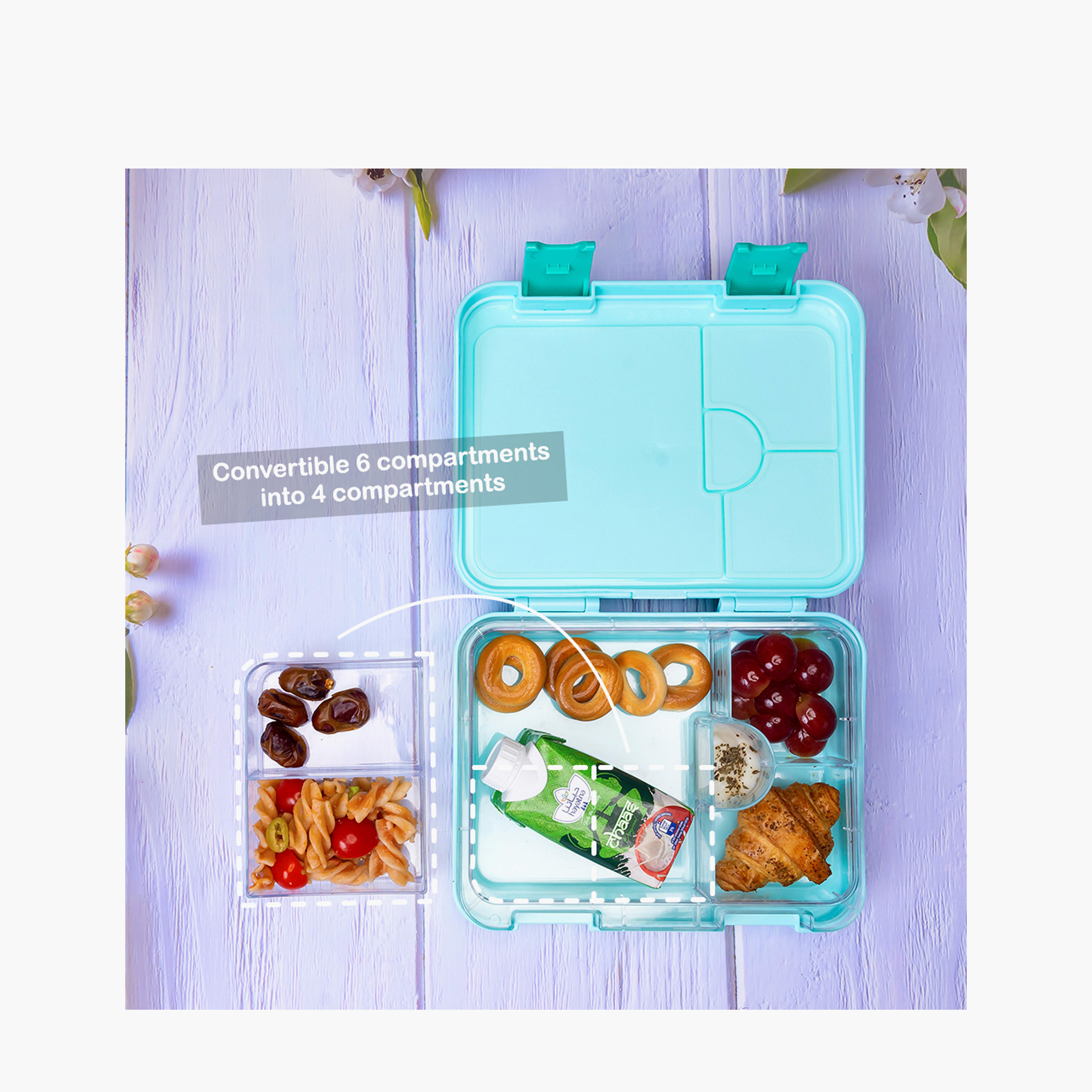 Eazy Kids Unicorn Convertible Bento Box for Girls with Sandwich Cutter-school-lunchessentials-lunchboxes-image-2