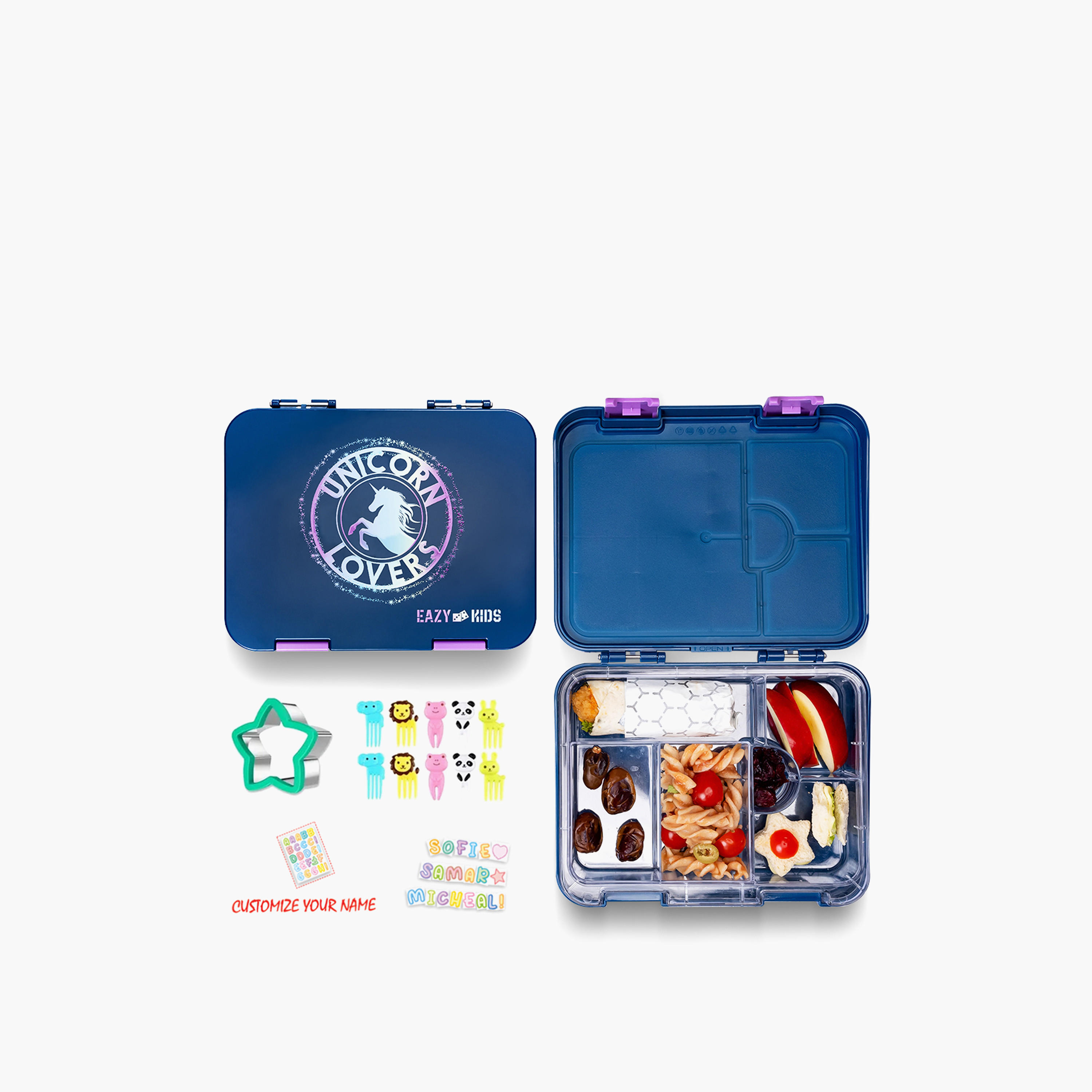 Eazy Kids Unicorn Convertible Bento Box for Kids with Sandwich Cutter-school-lunchessentials-lunchboxes-image-1
