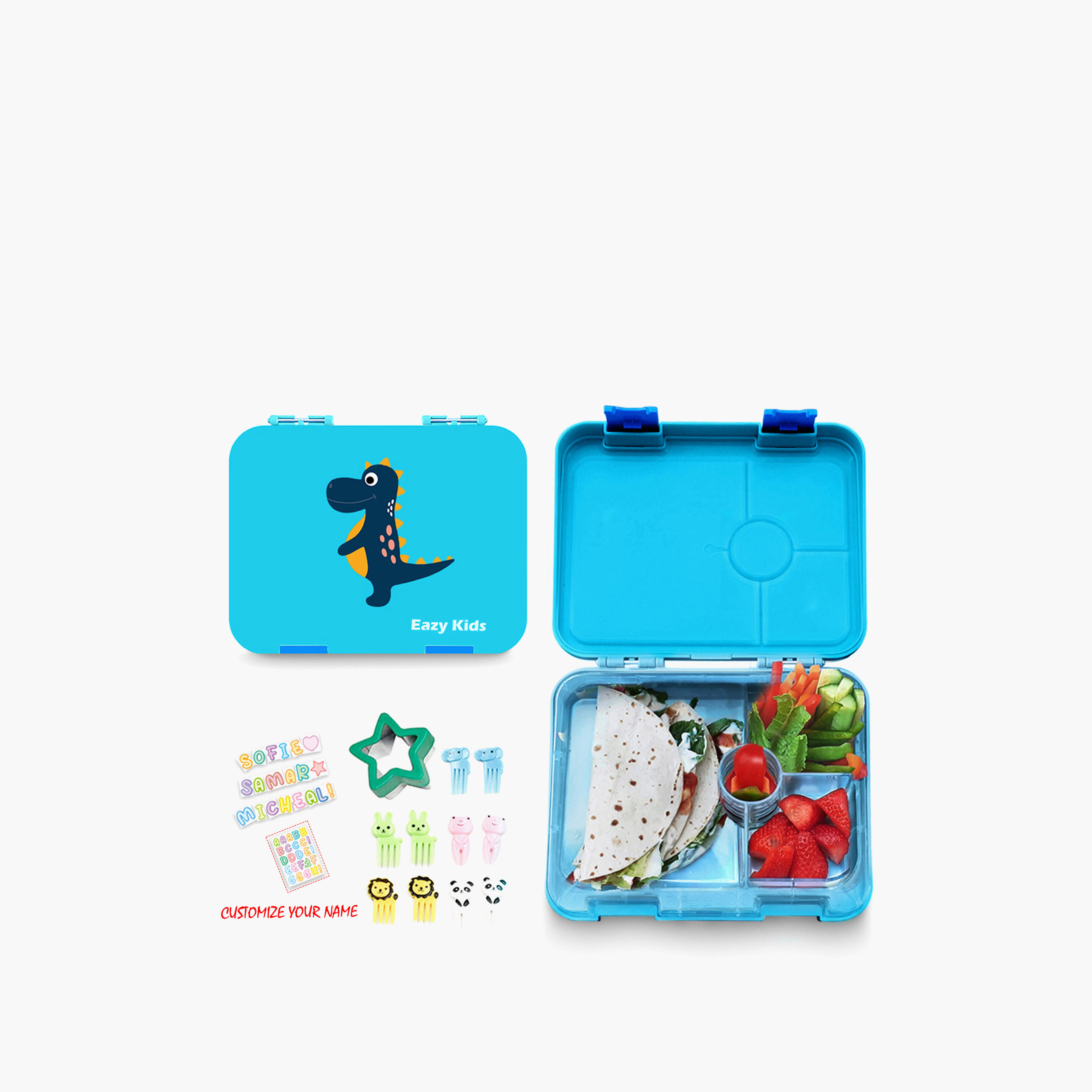 Eazy Kids Dino 4-Compartment Bento Box for Kids-school-lunchessentials-lunchboxes-image-1