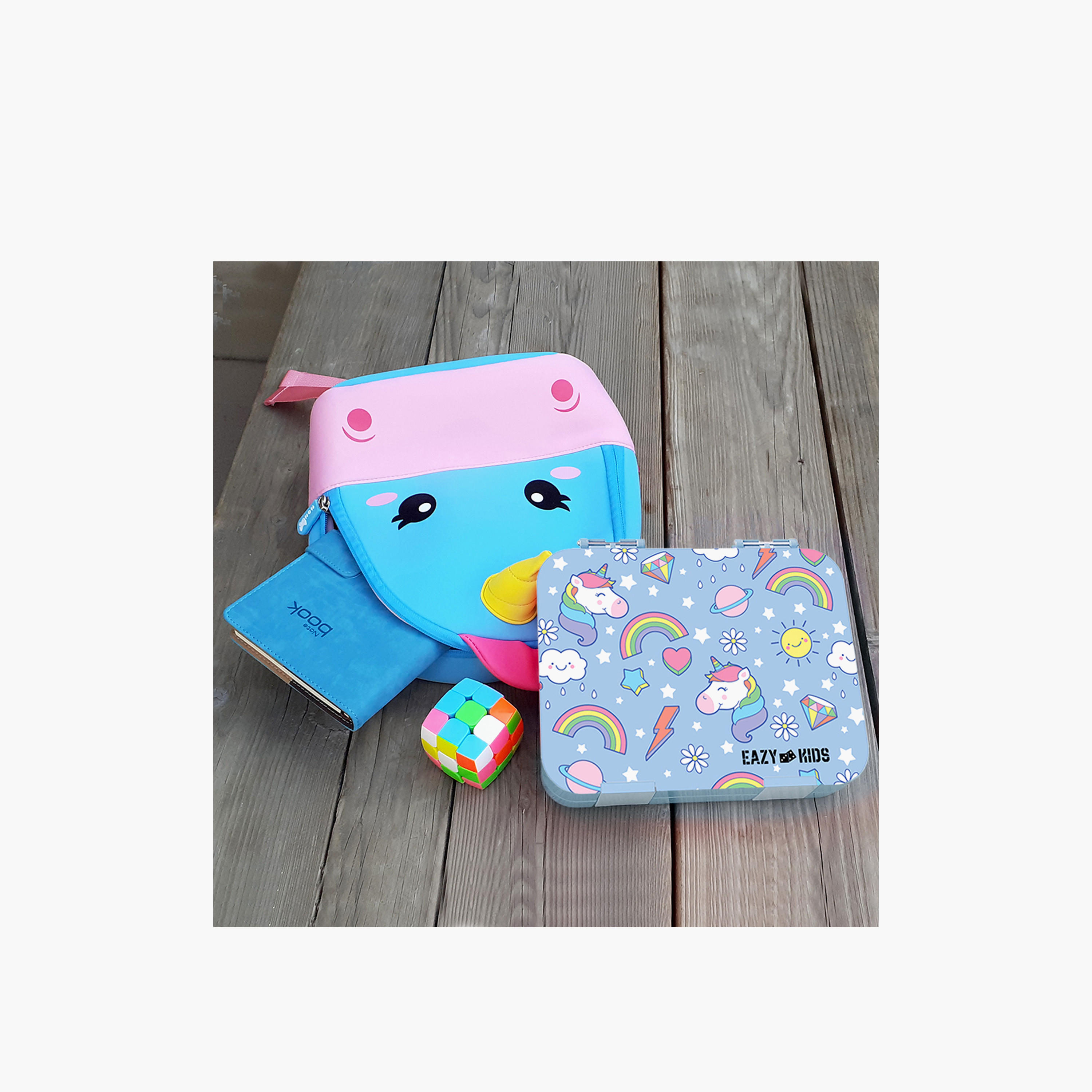 Eazy Kids Unicorn 4-Compartment Bento Box for Girls with Sandwich Cutter-school-lunchessentials-lunchboxes-image-3