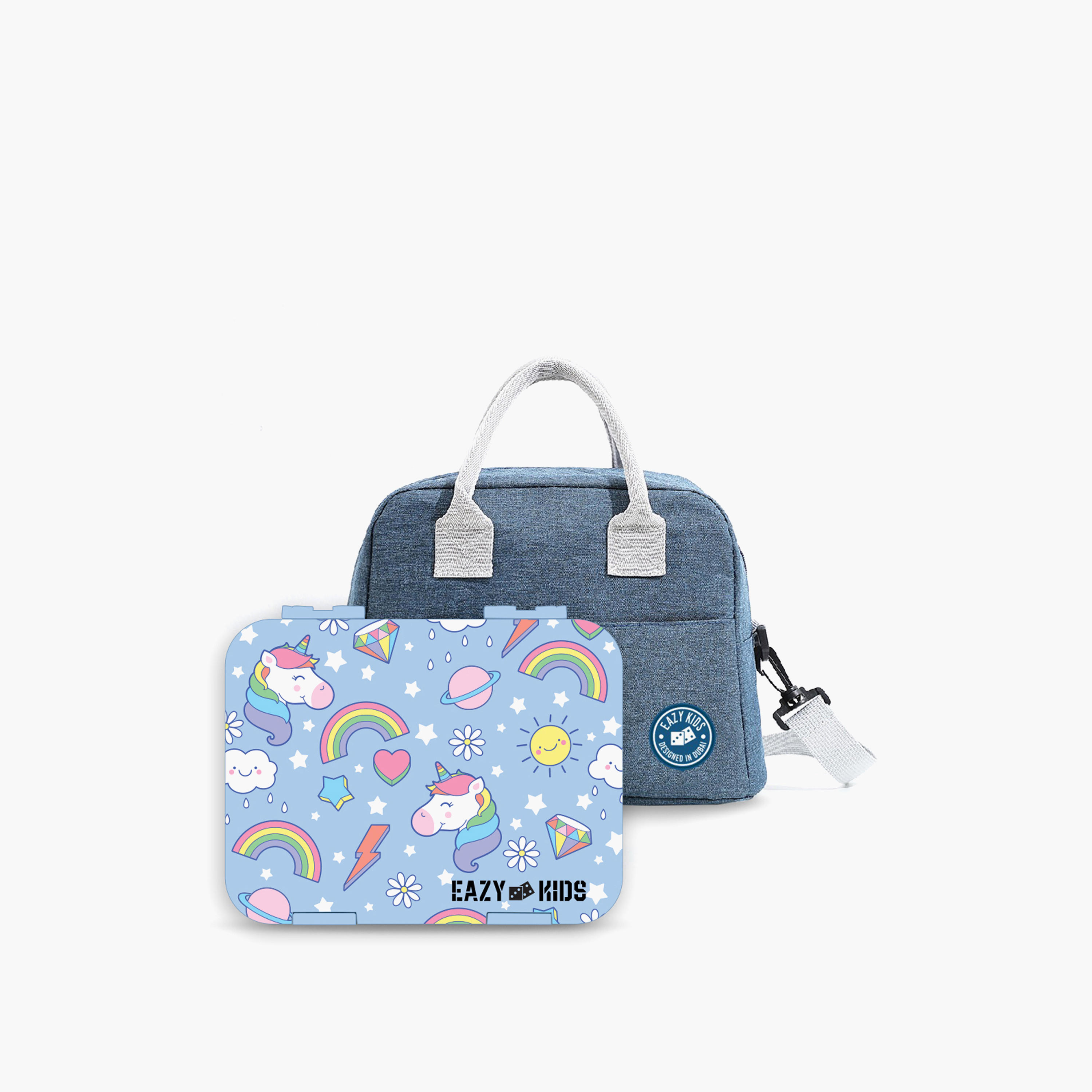 صندوق غداء يونيكورن بـ4 أقسام وقطّاعة ساندويتش للبنات من إيزي كيدز-school-lunchessentials-lunchboxes-image-5