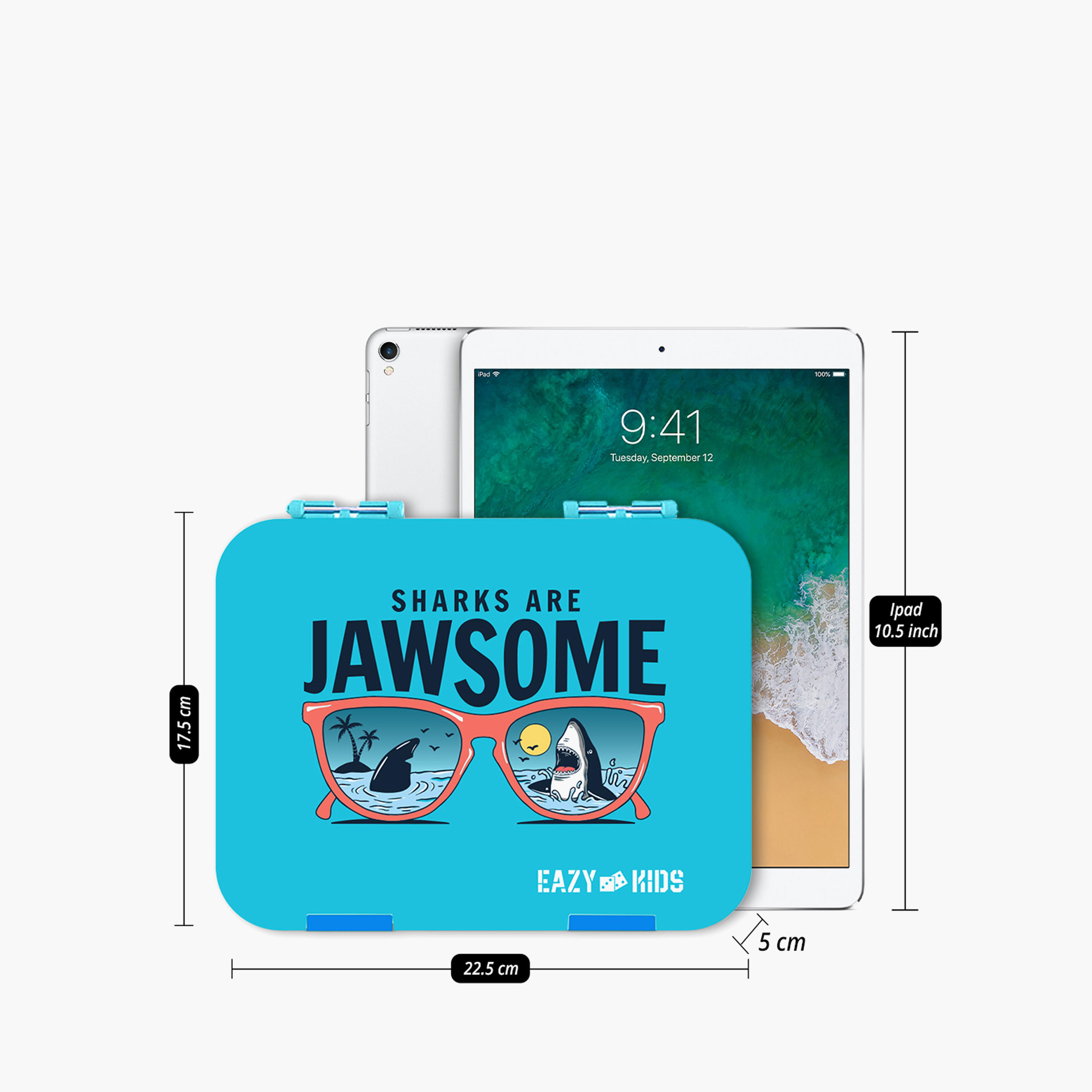 Eazy Kids Shark Convertible Bento Box for Kids with Sandwich Cutter-school-lunchessentials-lunchboxes-image-2
