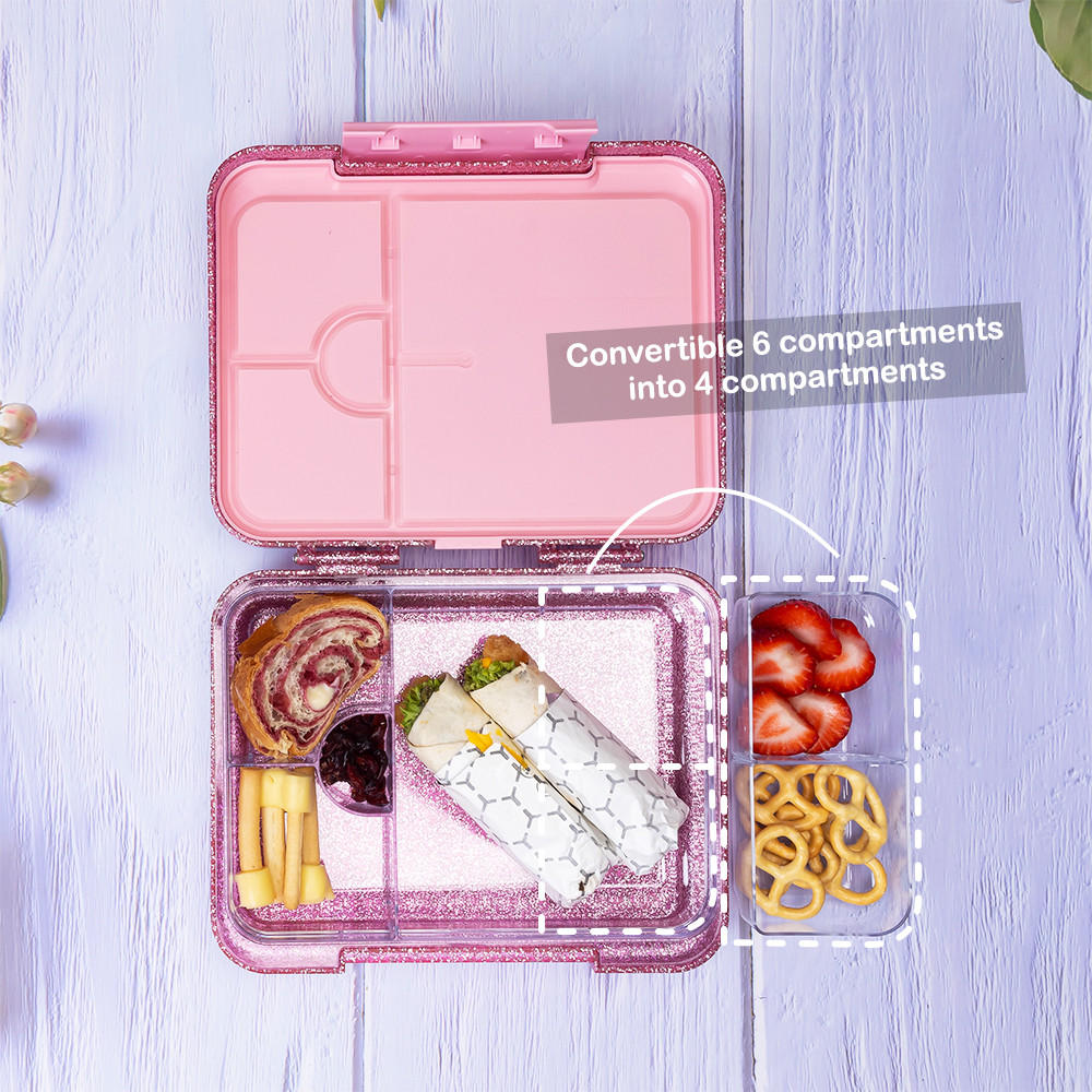 Eazy Kids Glittery Bento Lunch Box for Kids with Convertible Compartments Set-school-lunchessentials-lunchboxes-image-2