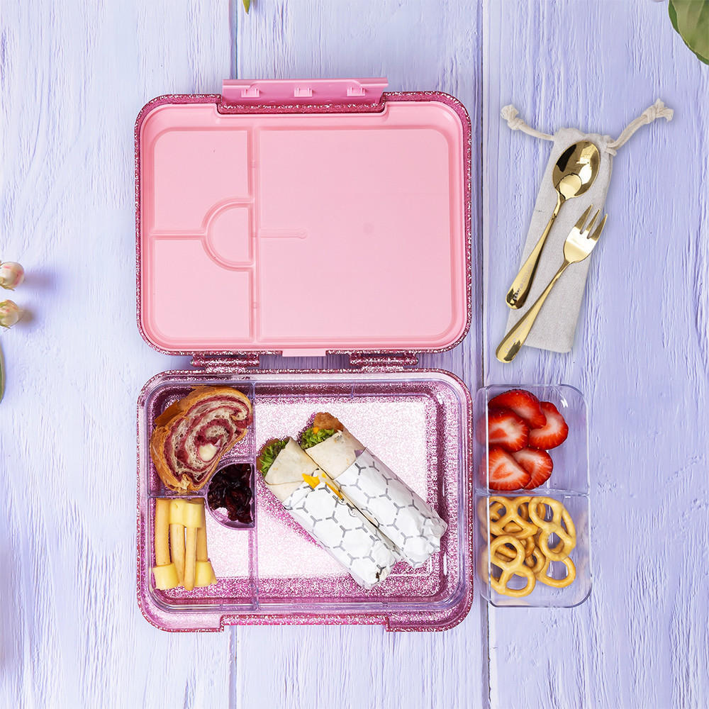 Eazy Kids Glittery Bento Lunch Box for Kids with Convertible Compartments Set-school-lunchessentials-lunchboxes-image-4