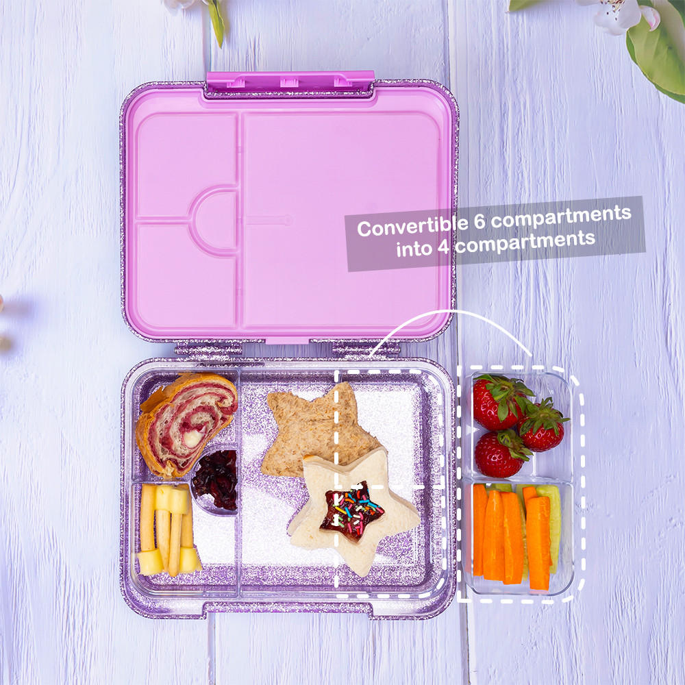Eazy Kids Glitter Convertible Bento Lunch Box for Kids with 6 Compartments-school-lunchessentials-lunchboxes-image-3